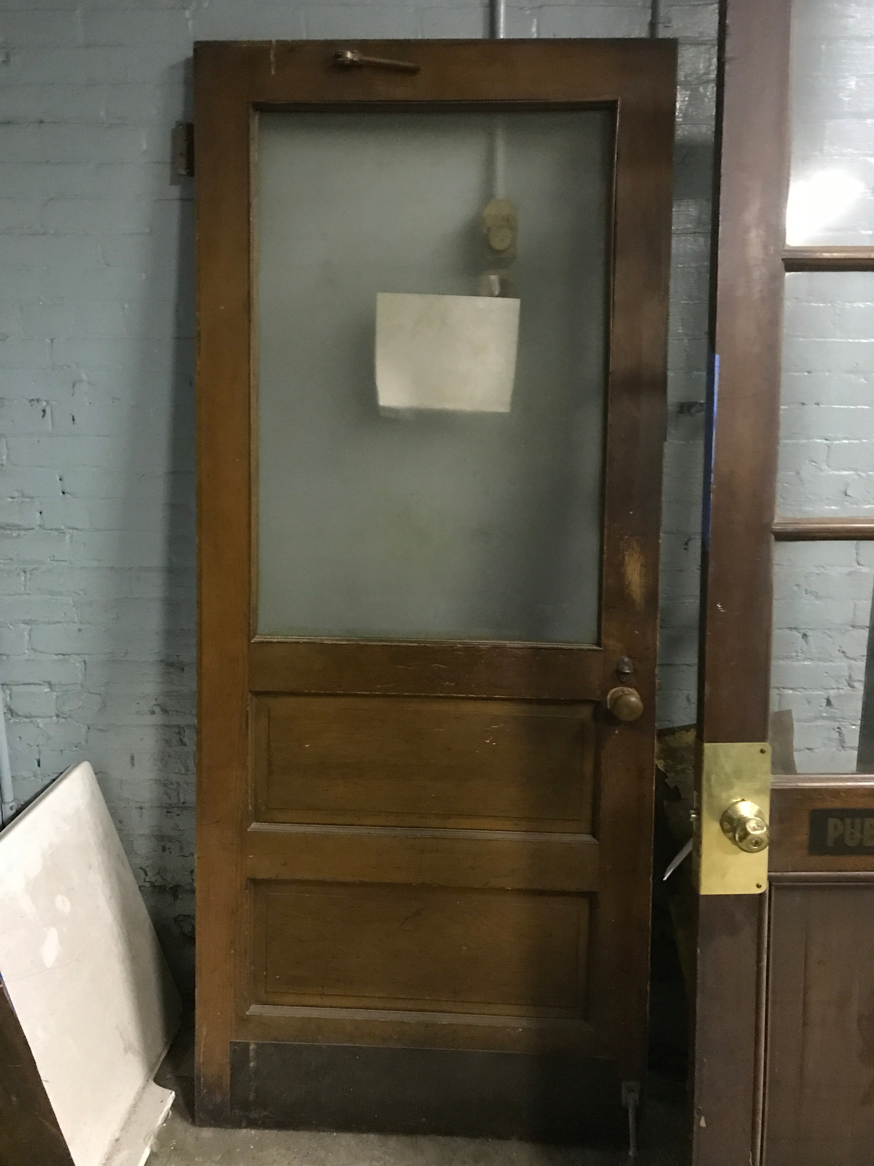 Wood Door  Privacy Glass with Brass hardware