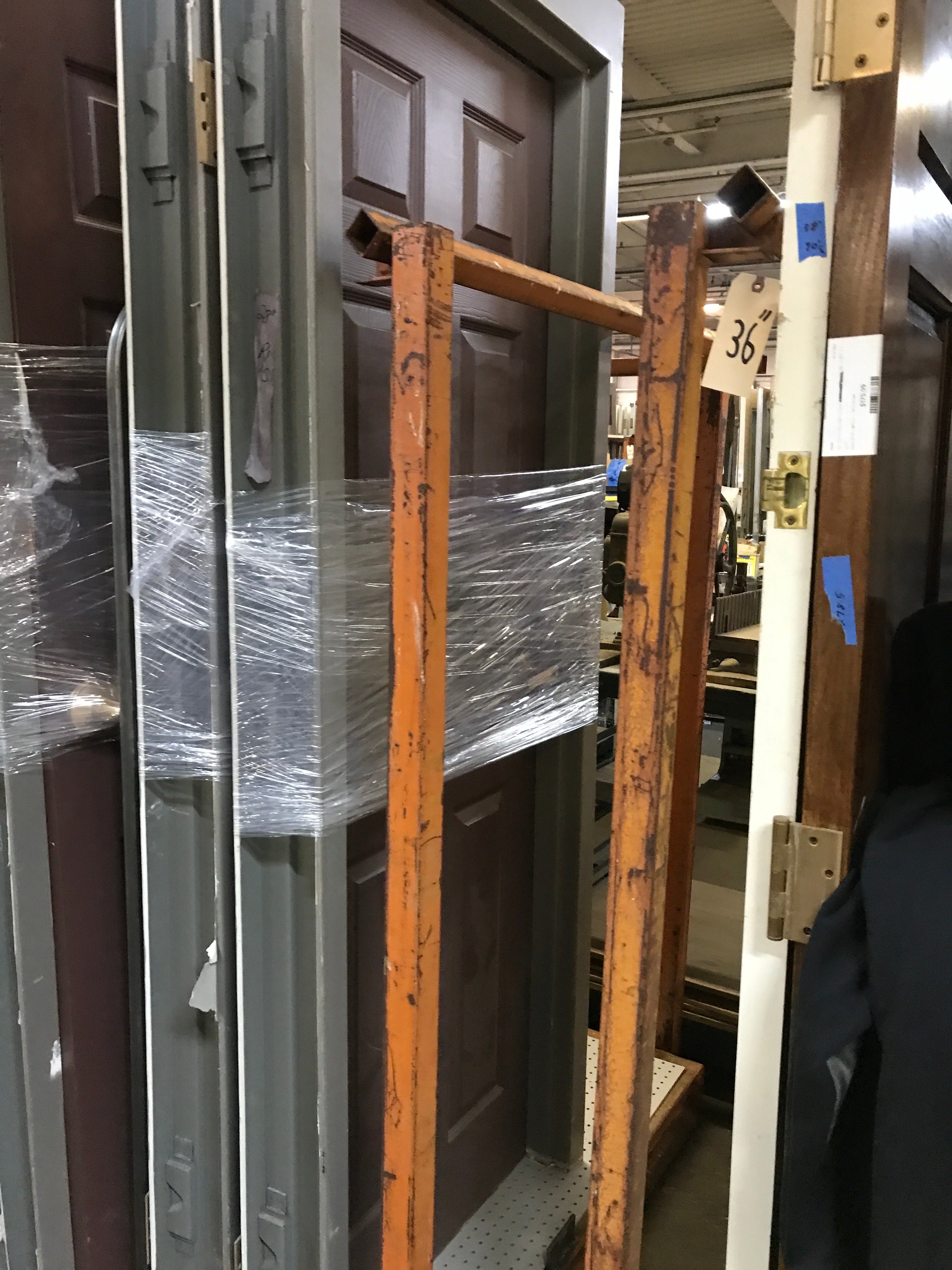 Six Panel Burgundy Door with Metal Frame 28"