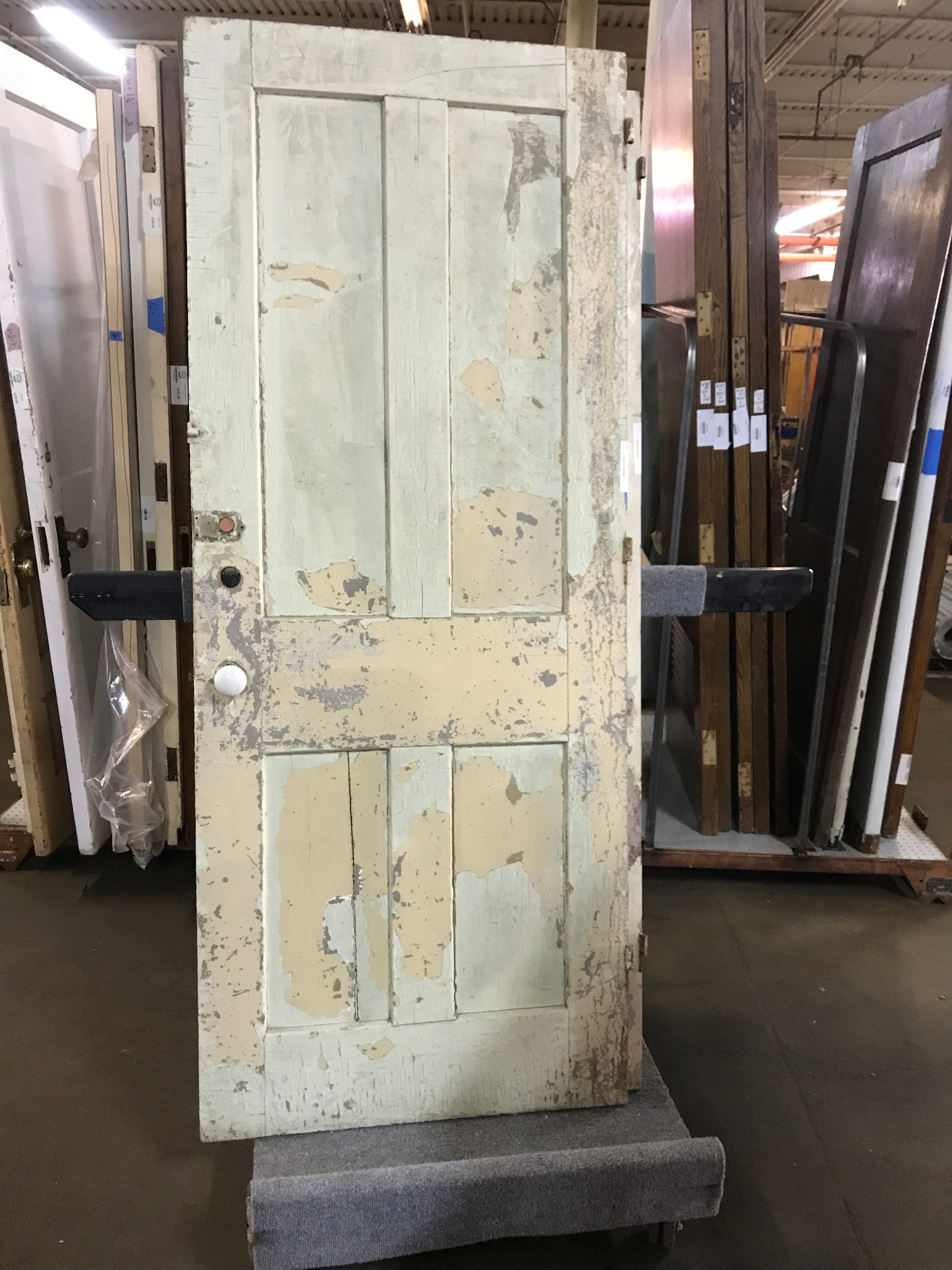 Salvaged Door 4 Panel with Ceramic Knob  32 1/8" x 80" x 1 3/8"