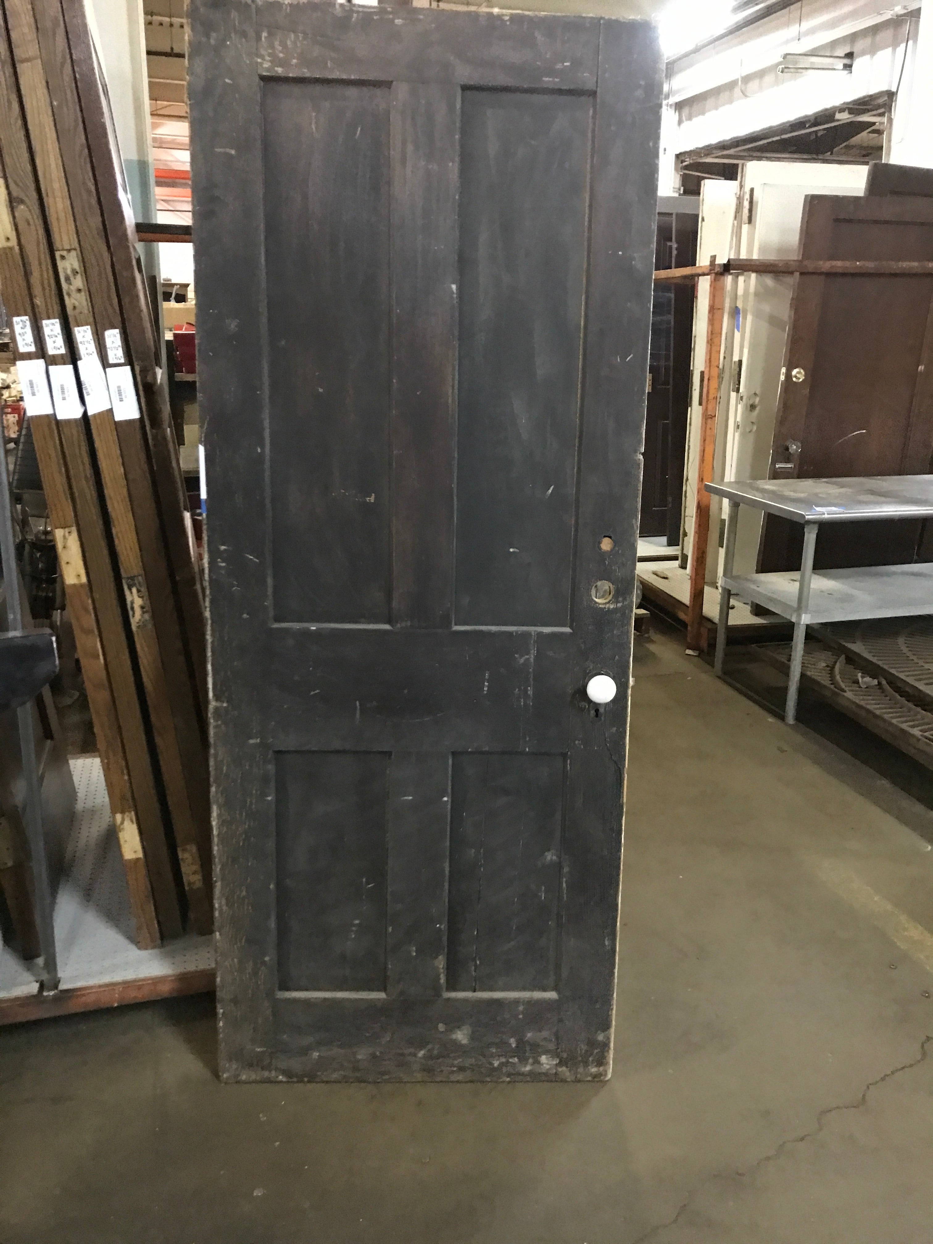 Salvaged Door 4 Panel with Ceramic Knob  32 1/8" x 80" x 1 3/8"