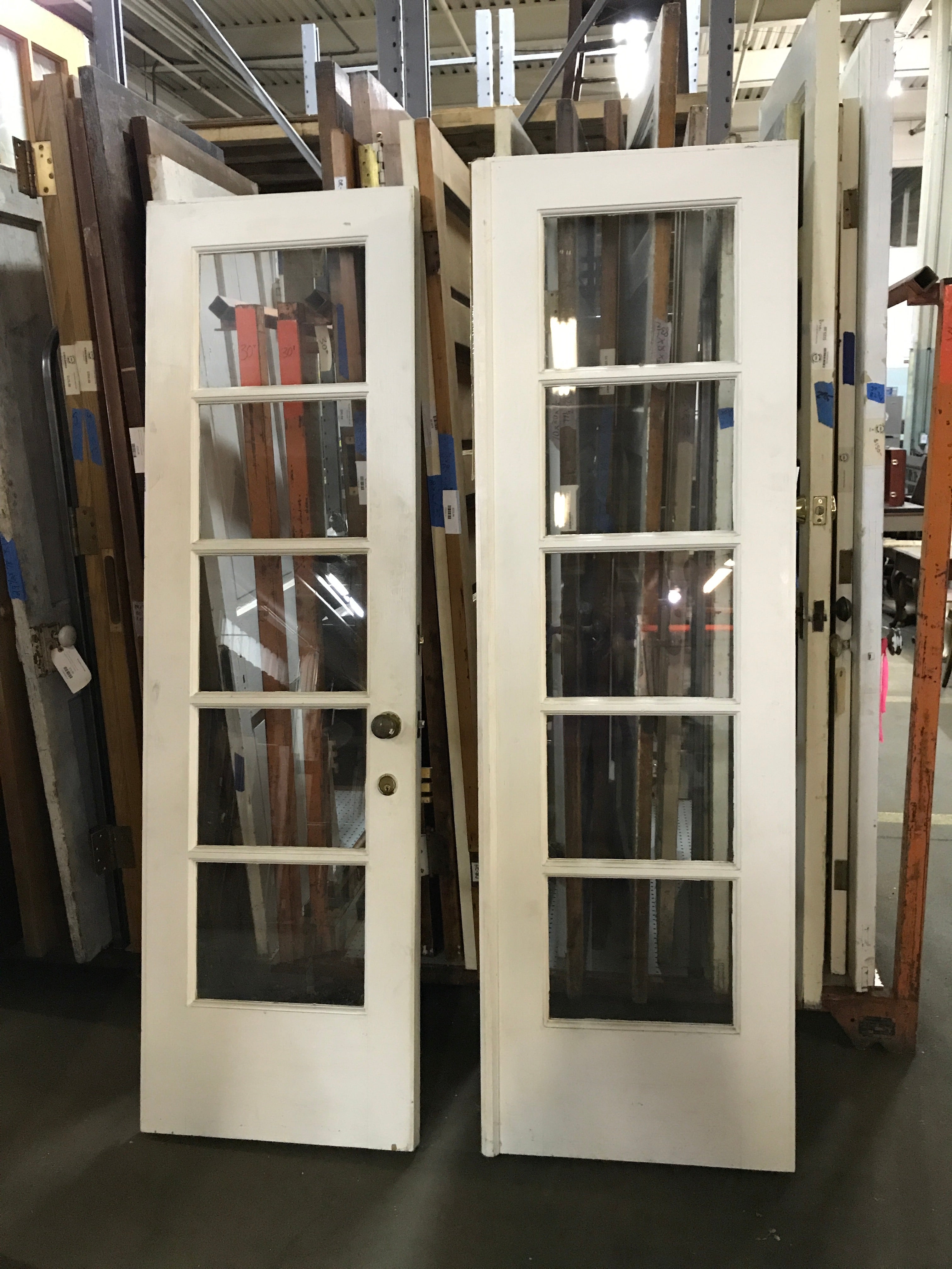 Set of French Doors with Brass Hardware -8 Lite Total 48"