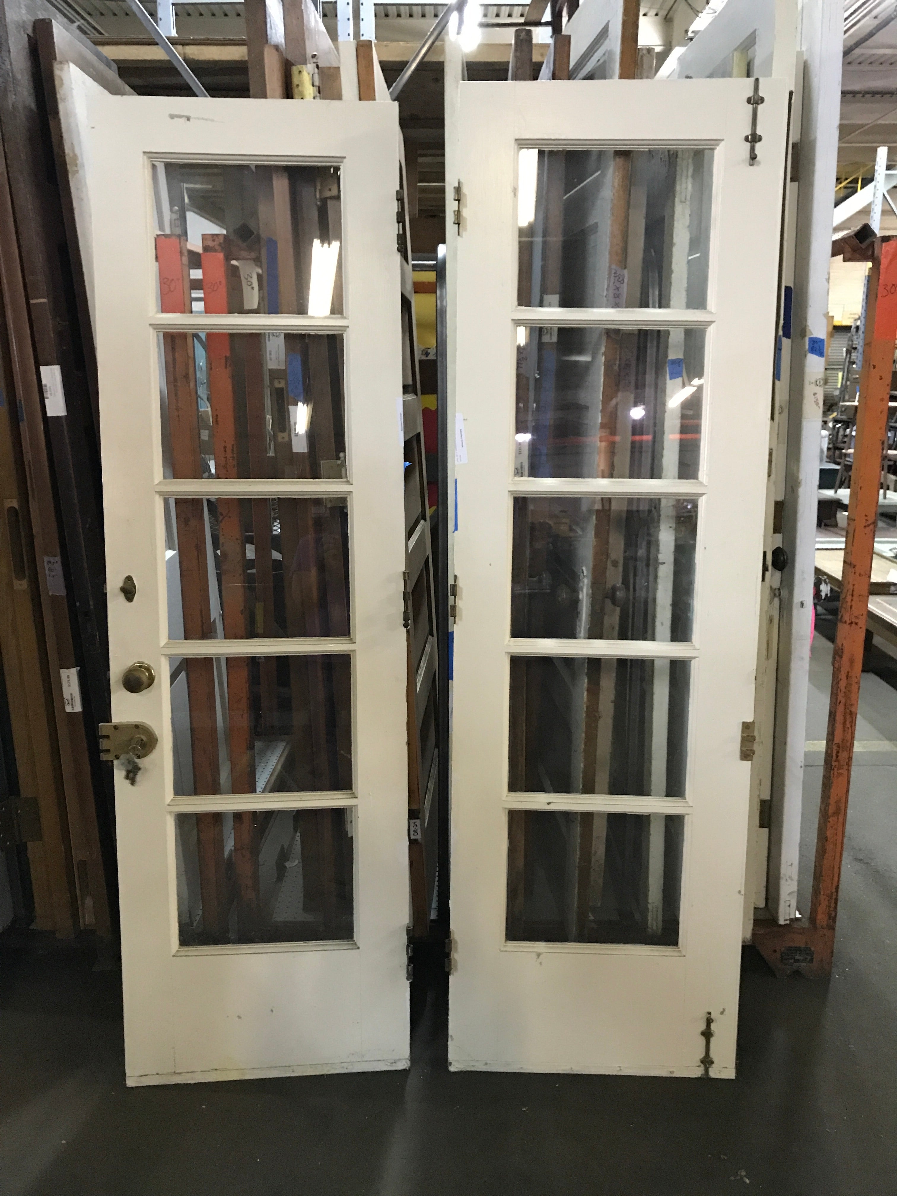 Set of French Doors with Brass Hardware -8 Lite Total 48"