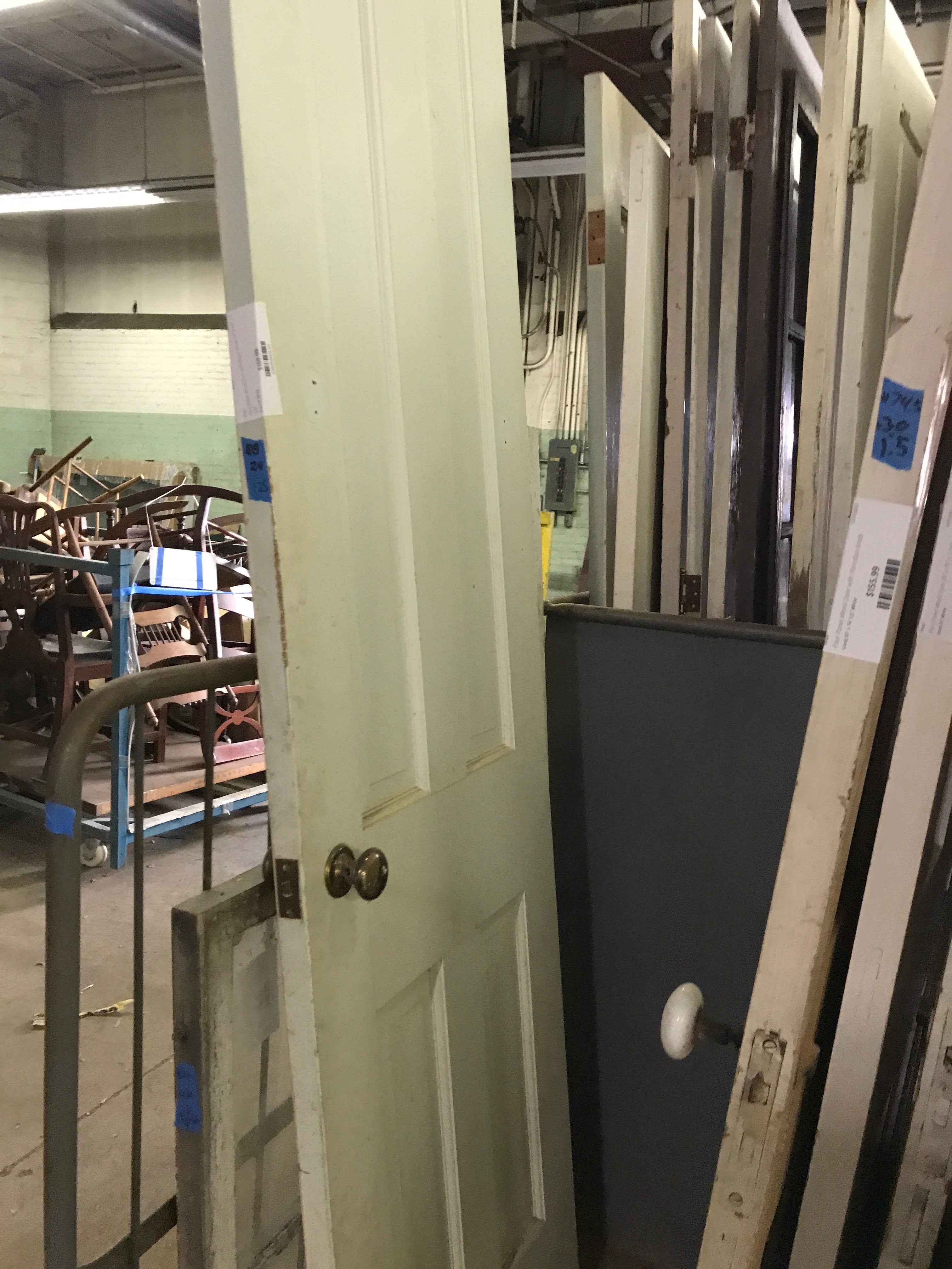 Four Panel Wood Door with Brass Knobs 24" X 80" x 1 1/4"