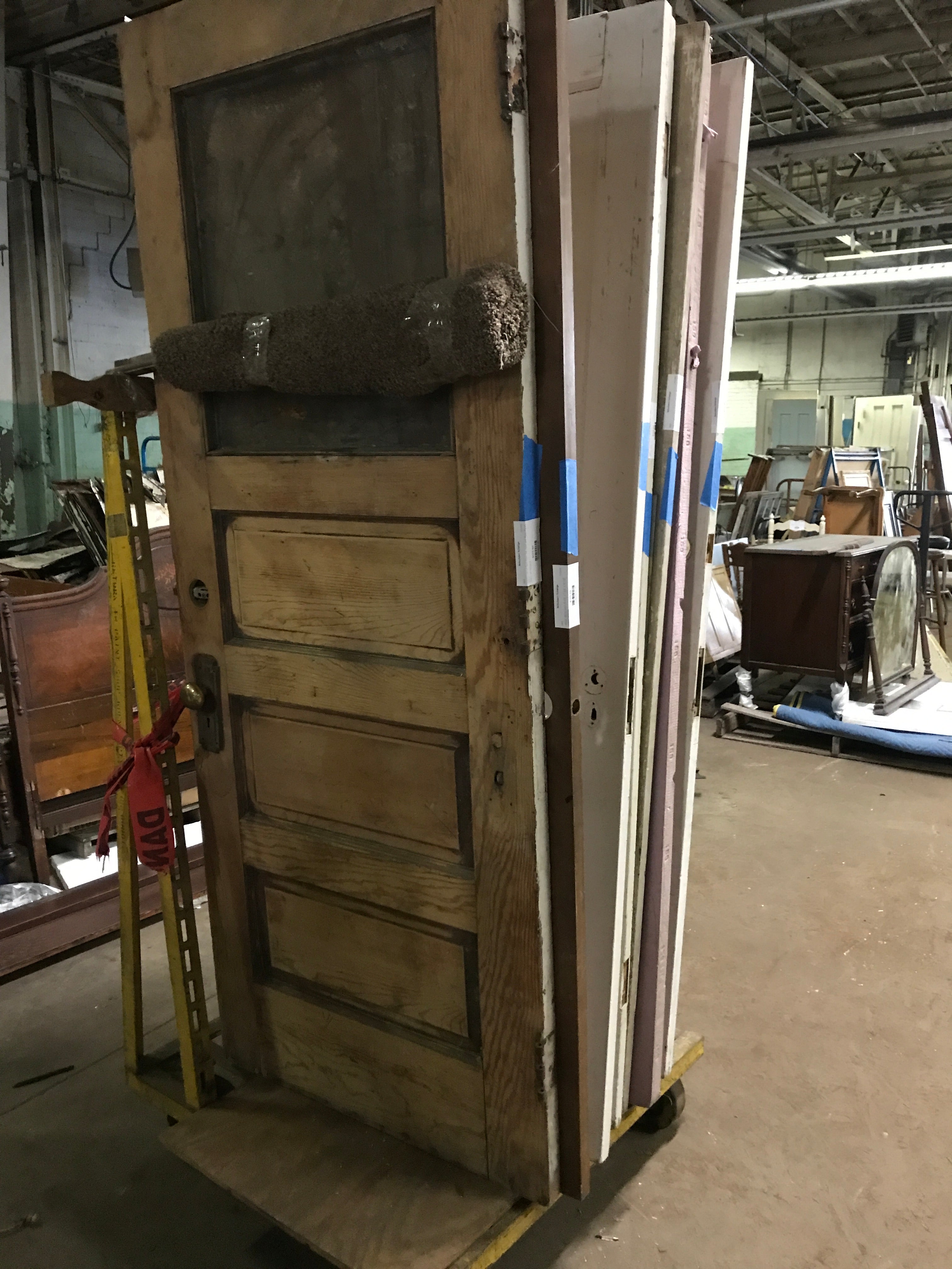 Exterior Wood Door Glass Top Pane and Three Panels Below