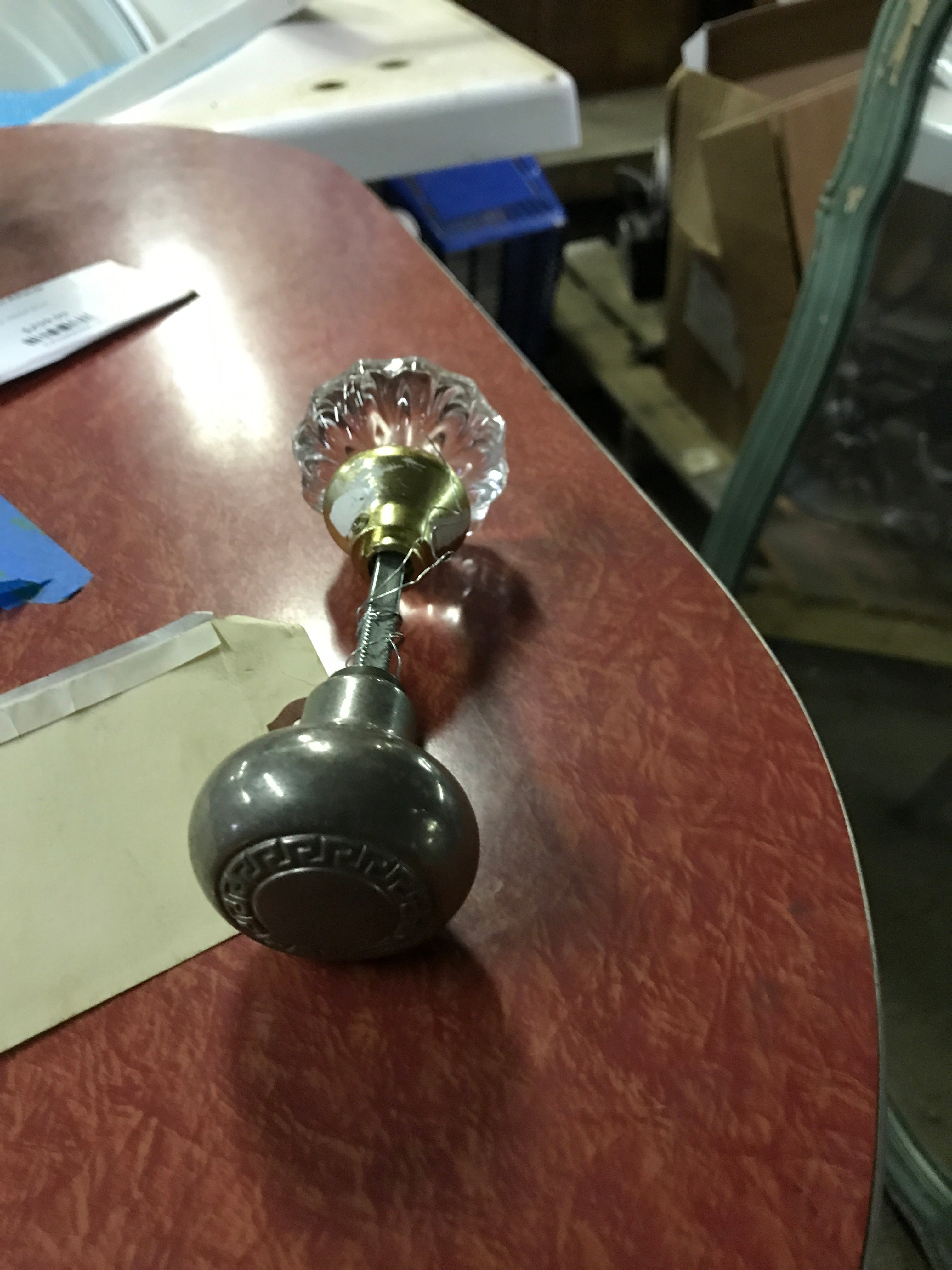 Glass and Brass Door Knob Set
