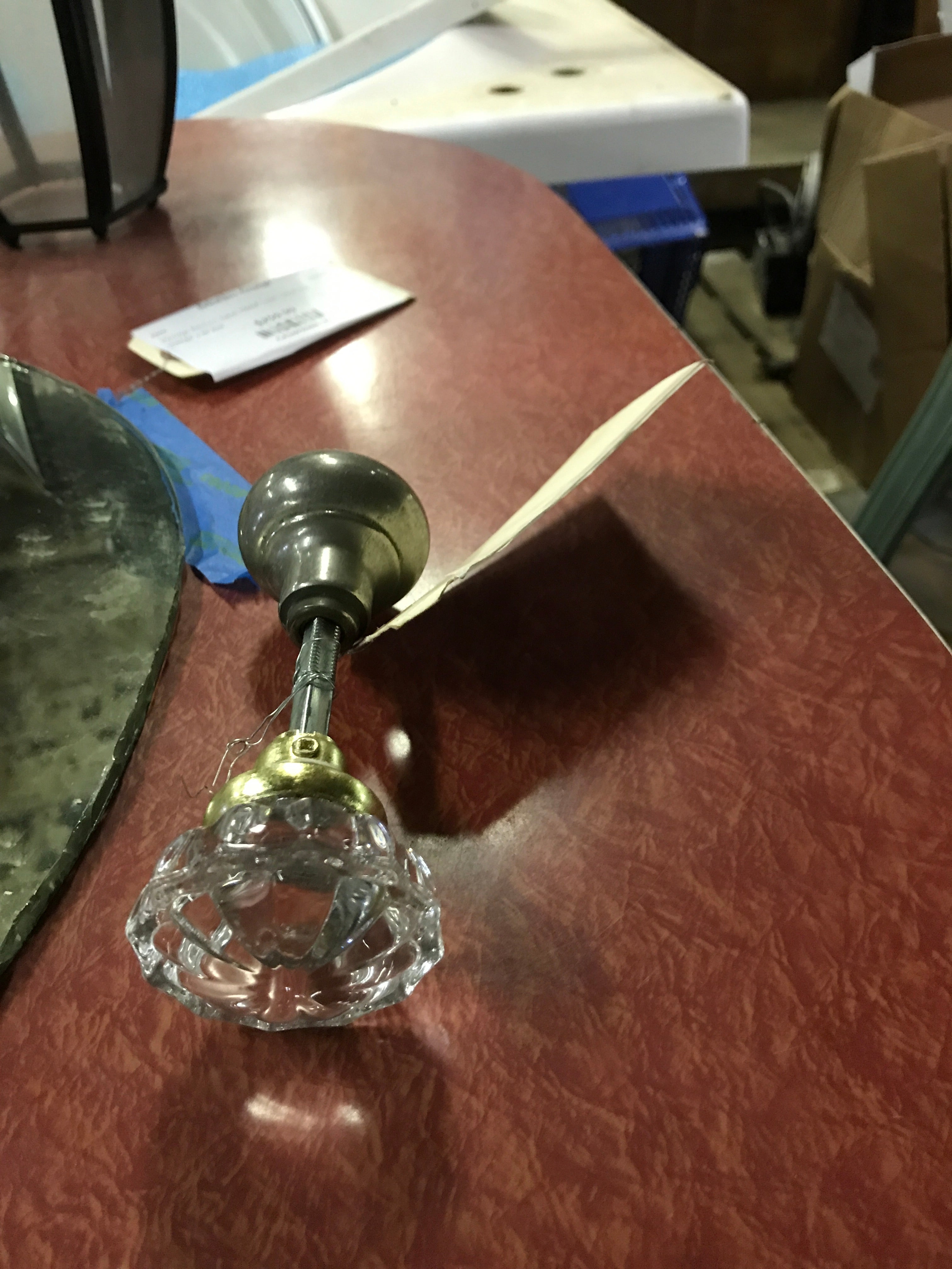 Glass and Brass Door Knob Set