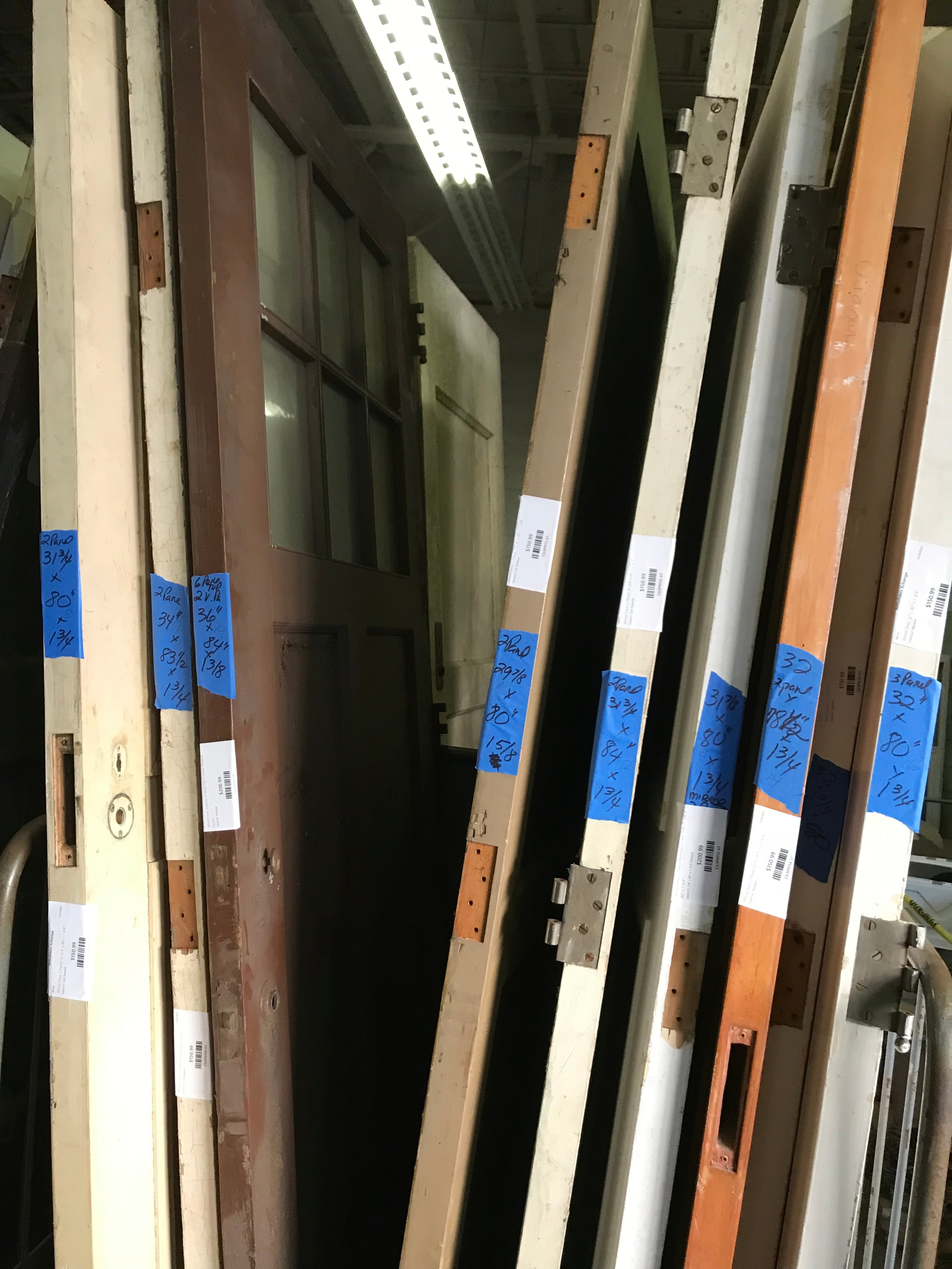 Wood Door Exterior 6-Pane Top 2 Lower Vertical Panels