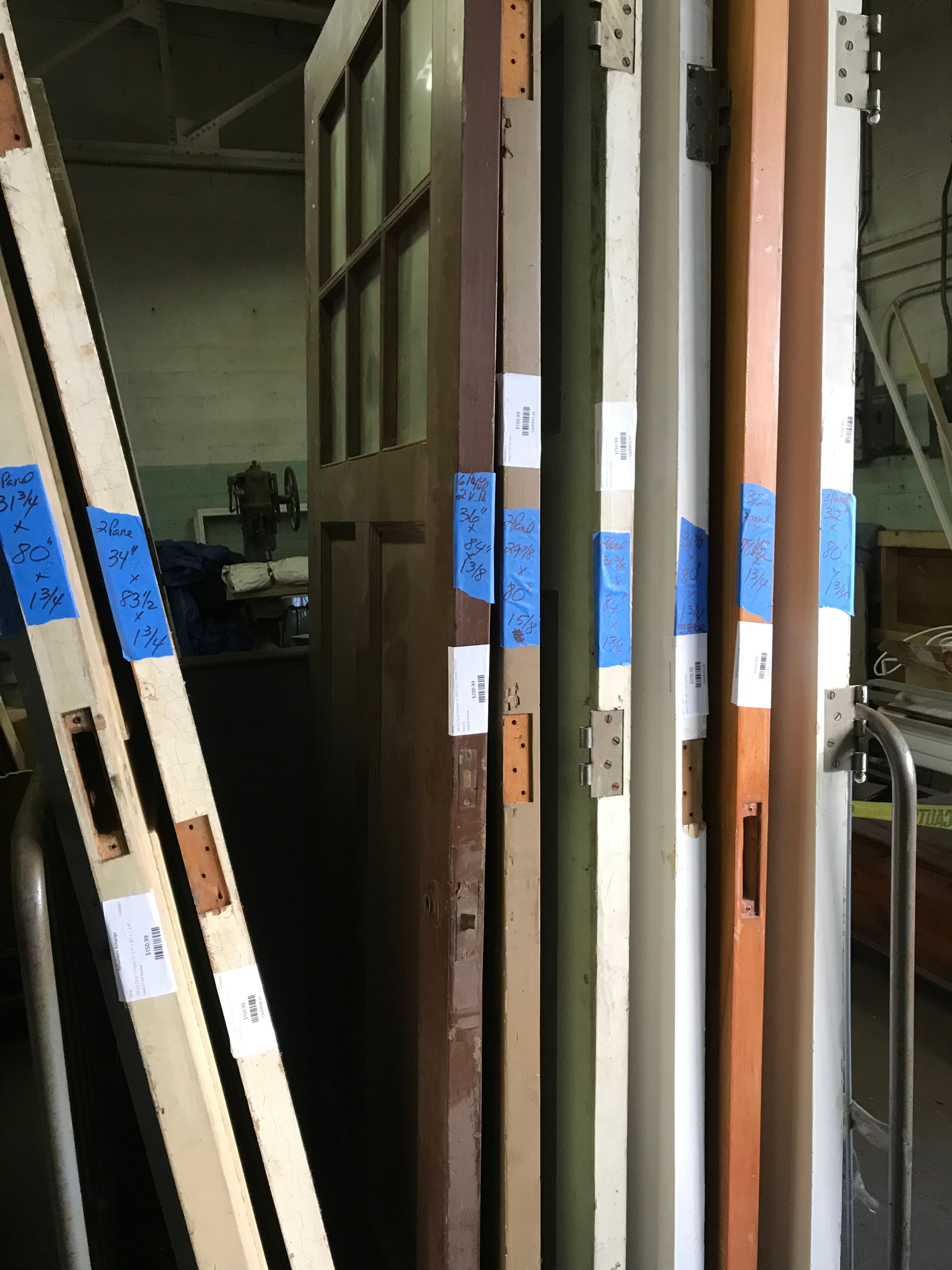 Wood Door Exterior 6-Pane Top 2 Lower Vertical Panels