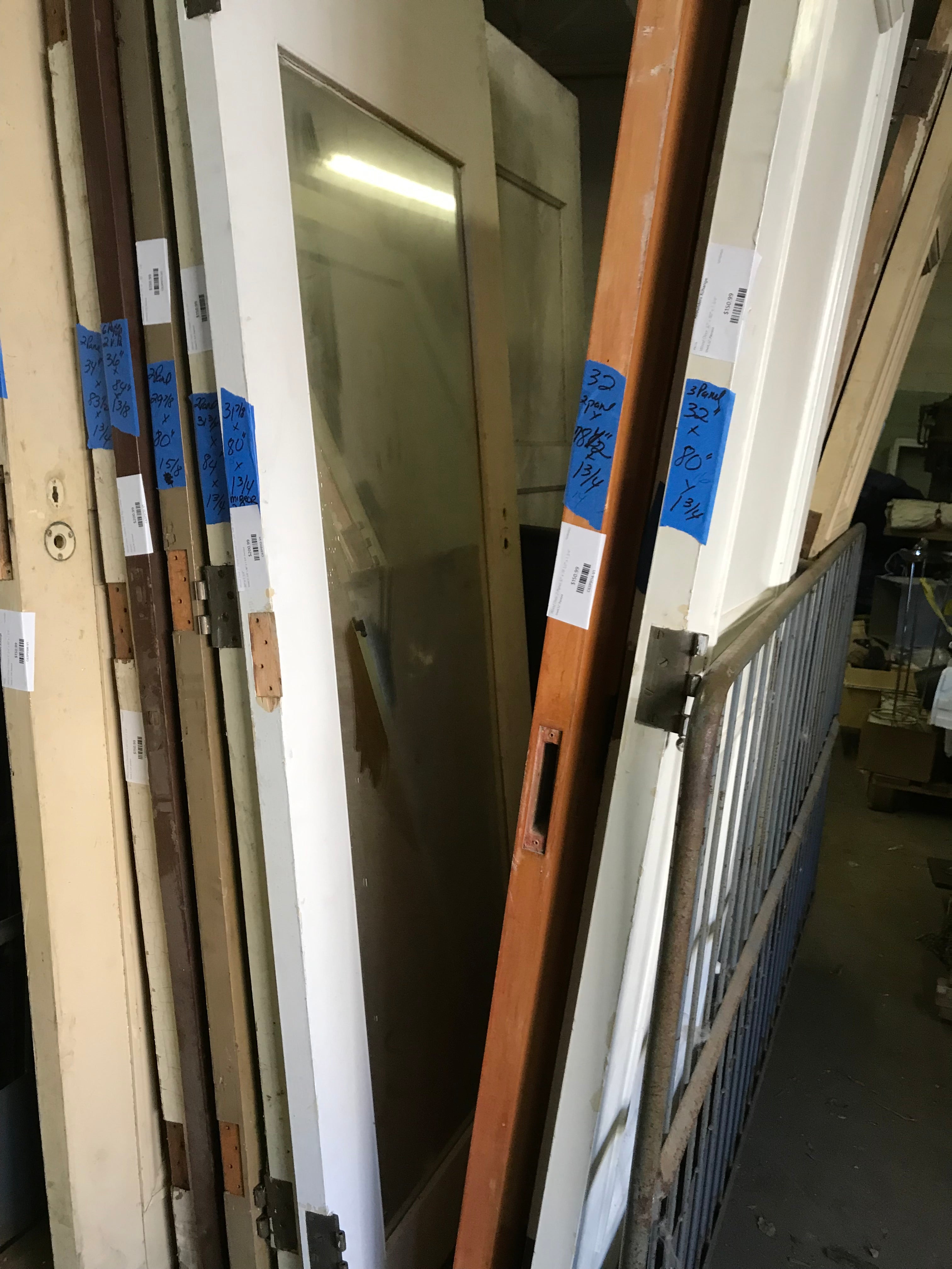 Wood Door 2- Panel Mirrored On one Side  31 7/8" x 80" x 1 3/4"