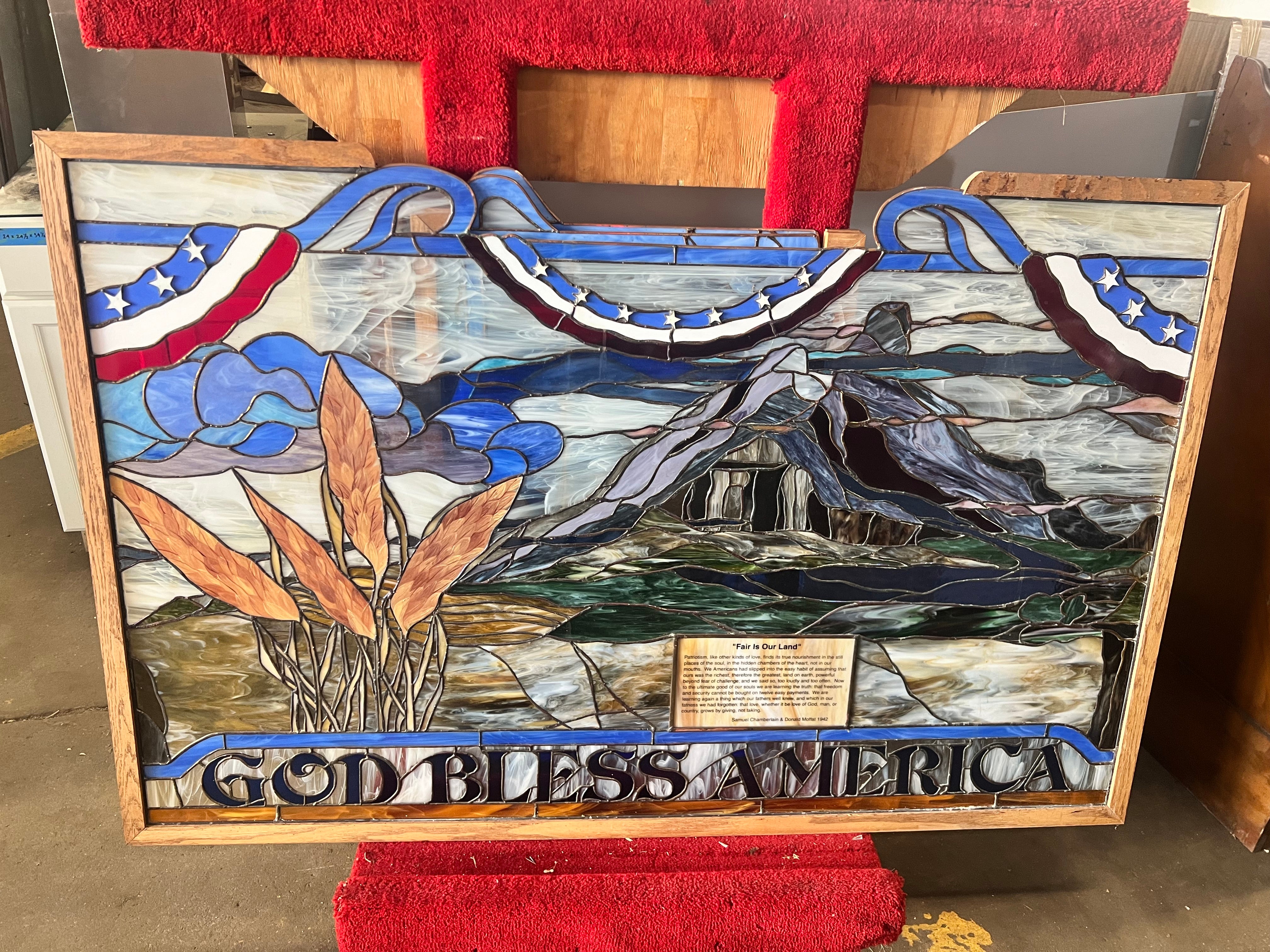 God Bless America Stained Glass Window