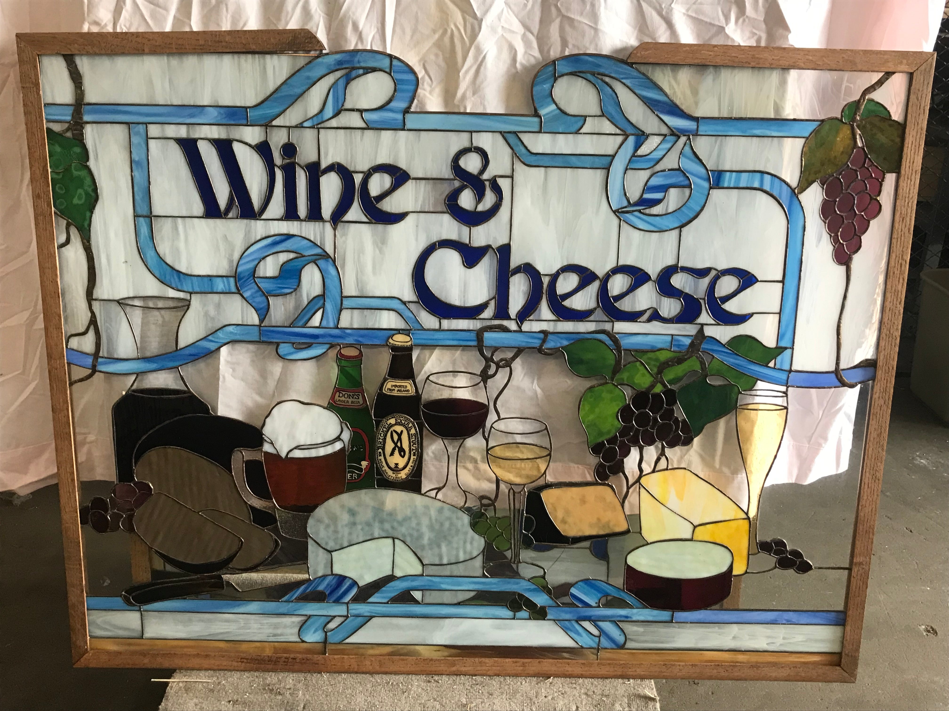 Wine & Cheese Stained Glass Window