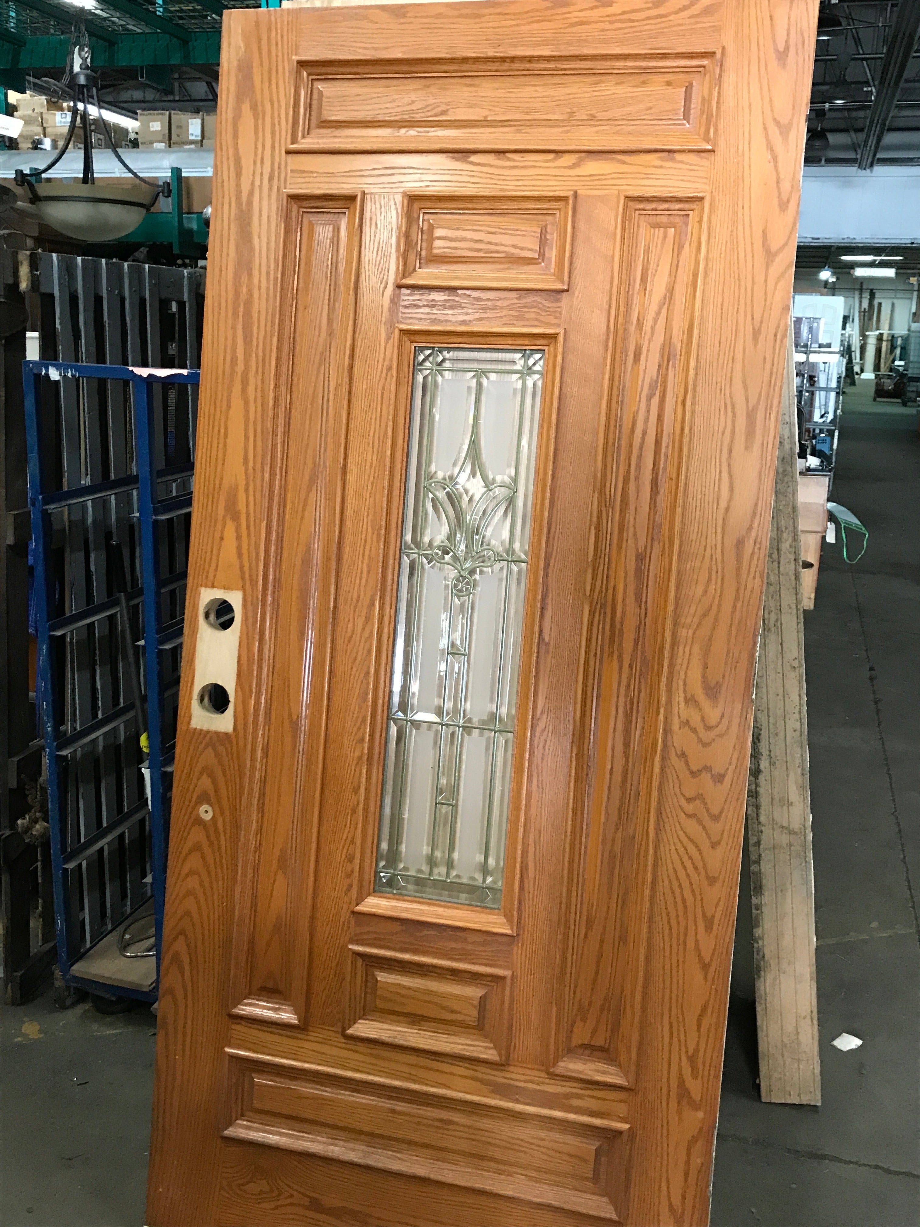 Decorated Oak Door with Sidelite