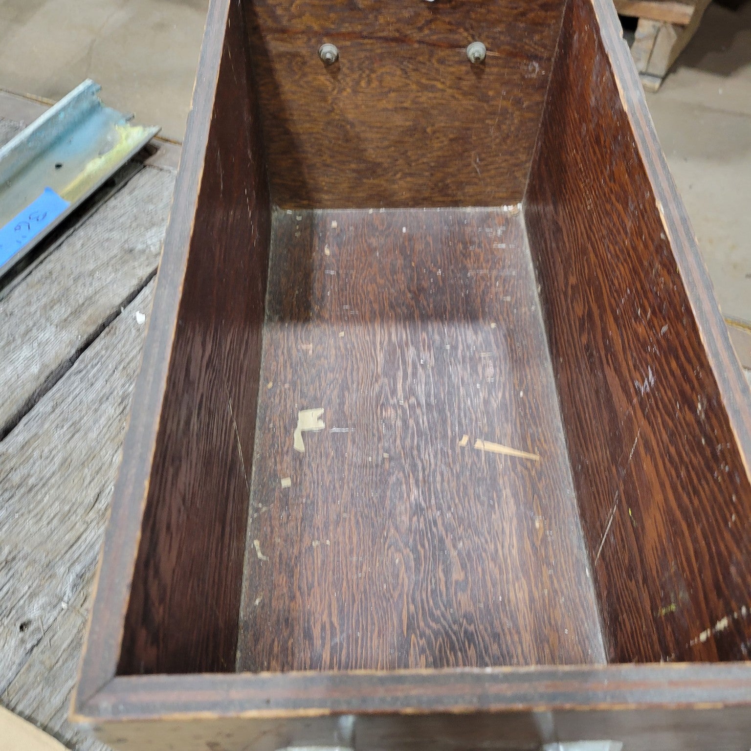 Vintage Wooden Storage Drawer with Metal Handles