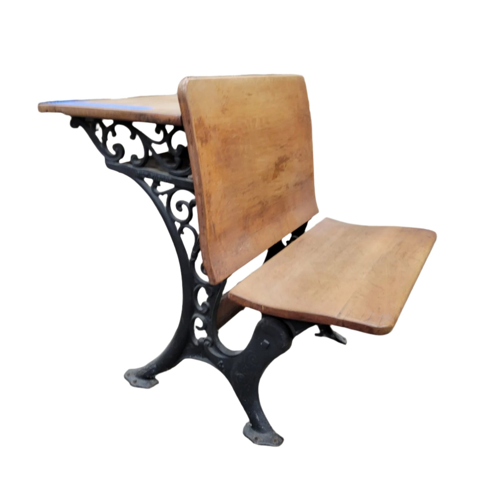 Antique Cast Iron and Wood School Desk – Antique Cast Iron and Wood School Desk –