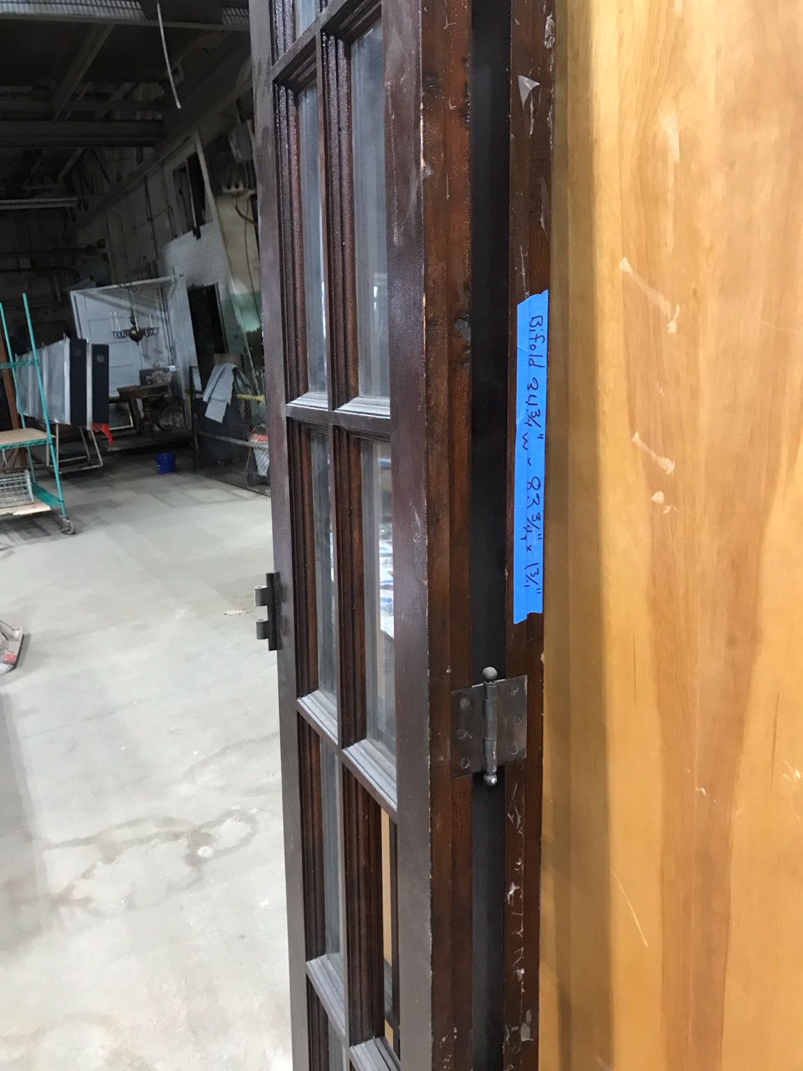 Vintage Wood Bifold French Doors with 15 Lite Glass Panels