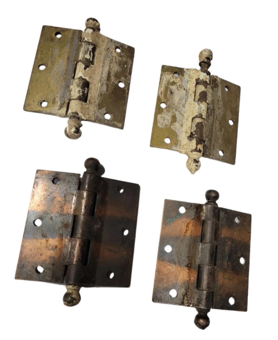 Set of 4 Vintage 3 ½" Butt Hinges with Finials – Salvaged Brass Hardware