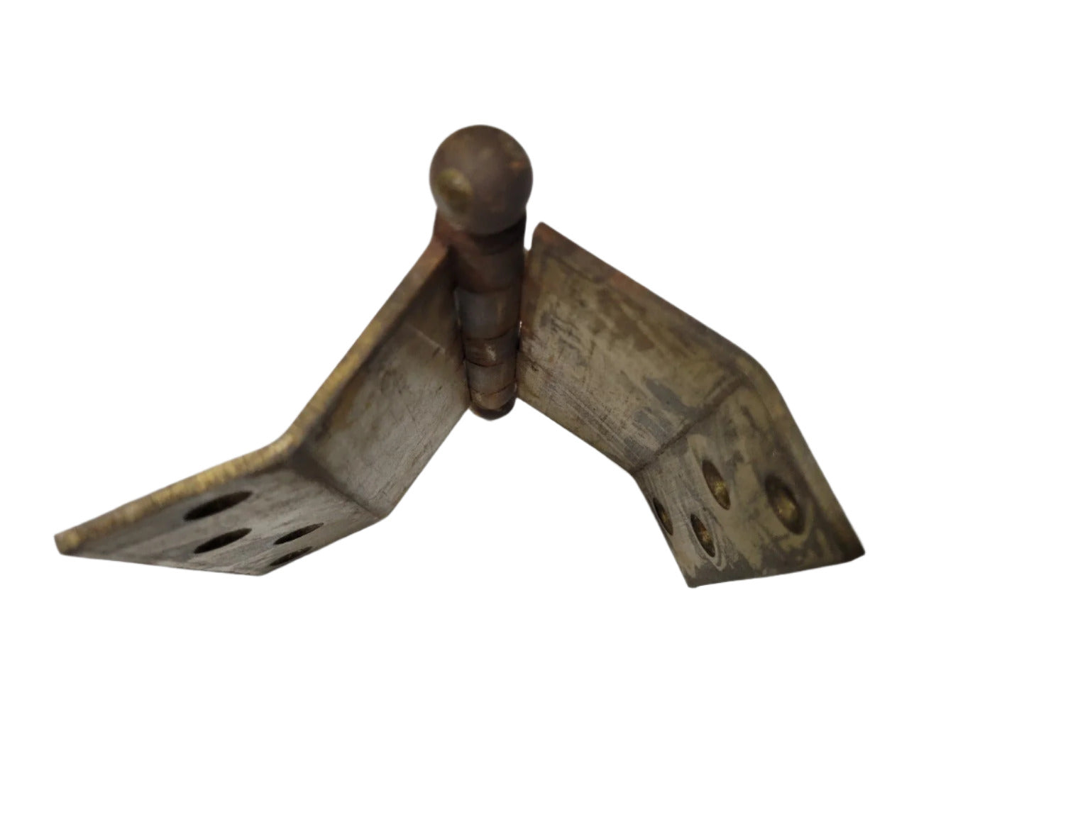 Set of 3 Large Offset Ball-Tip Hinges – 3 1/4" x 4" Vintage Brass