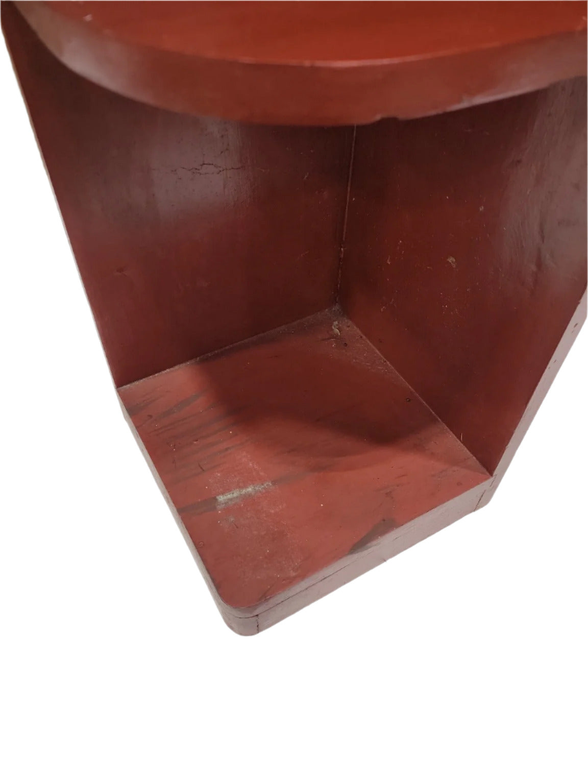 Tall Painted Corner Shelf – 3-Tier Rustic Red Display Unit