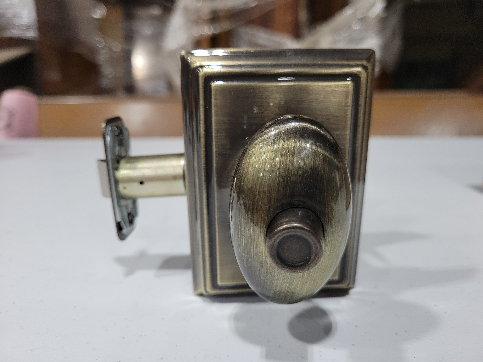 Emtek Passage Door Knob – #8 Rosette, Turino Lever, US4 Finish (Left Handed)