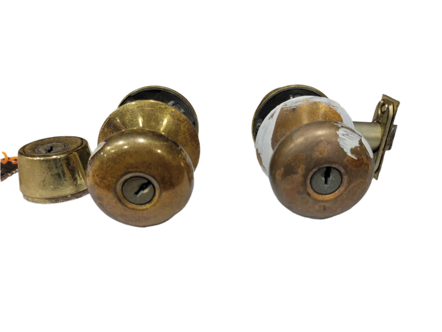 Vintage Schlage Brass Door Handle & Deadbolt Sets (2 Sets with Keys)