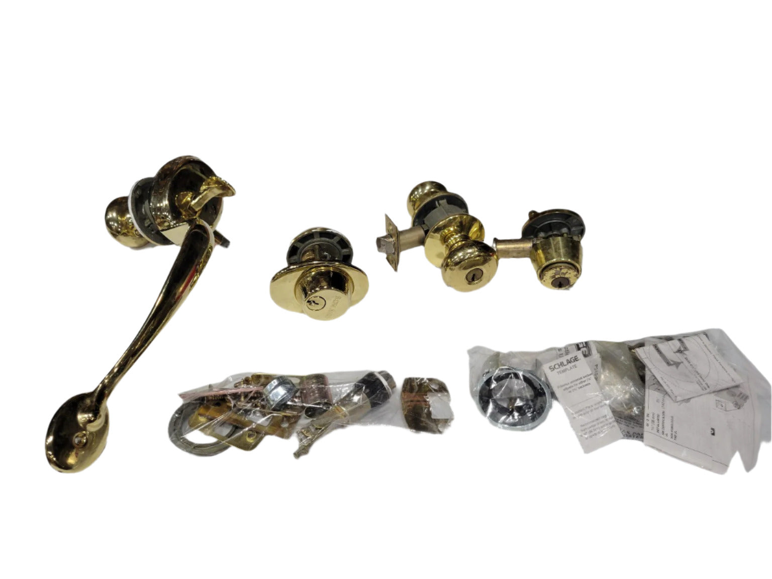 Schlage Brass Door Handle & Deadbolt Sets – Front Entry Combo (2 Sets)