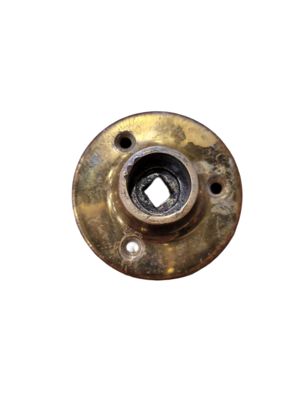 Antique Brass Rosette Backplate with Locking Mechanism – Salvaged Door Hardware