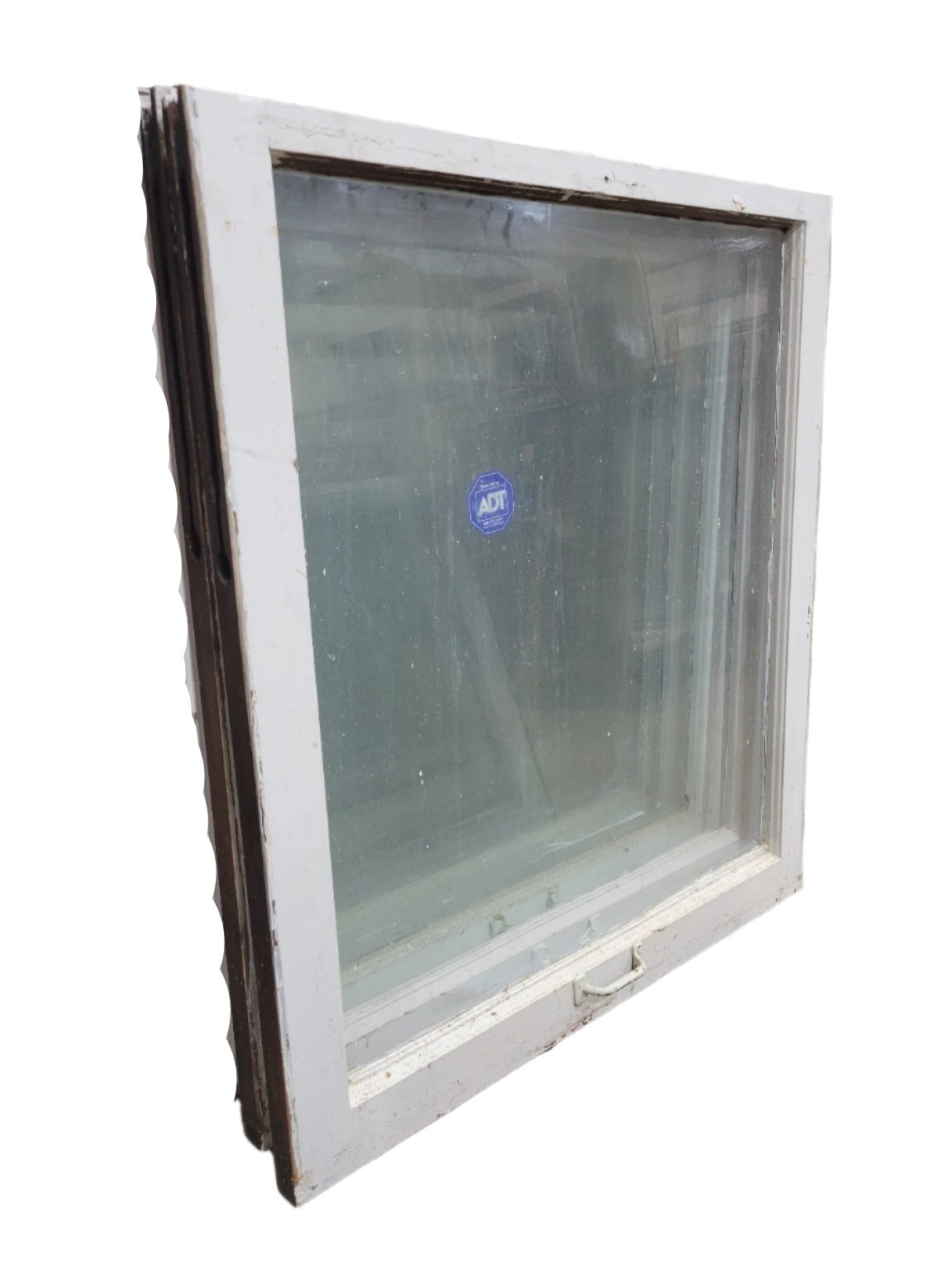 Vintage Wood Window Sash with Clear Glass – White Painted Frame