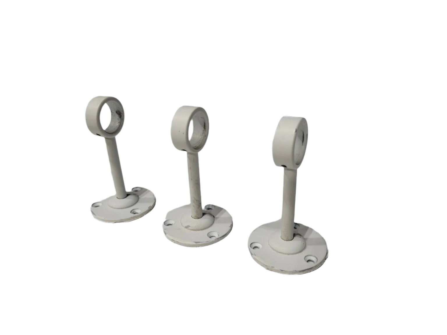 Set of 3 White Painted Steel Curtain Rod Holders