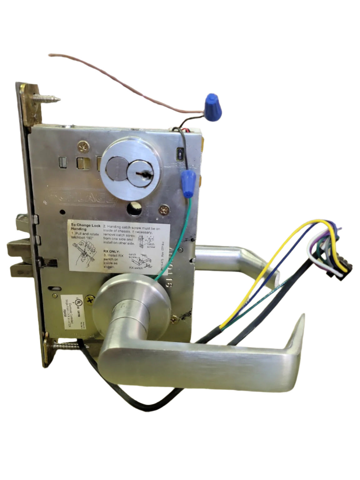 Schlage L Series Electrified Mortise Lockset – Grade 1, Fire Rated, 12V/24V DC, Lever Handles, Schlage #R8458 AS IS