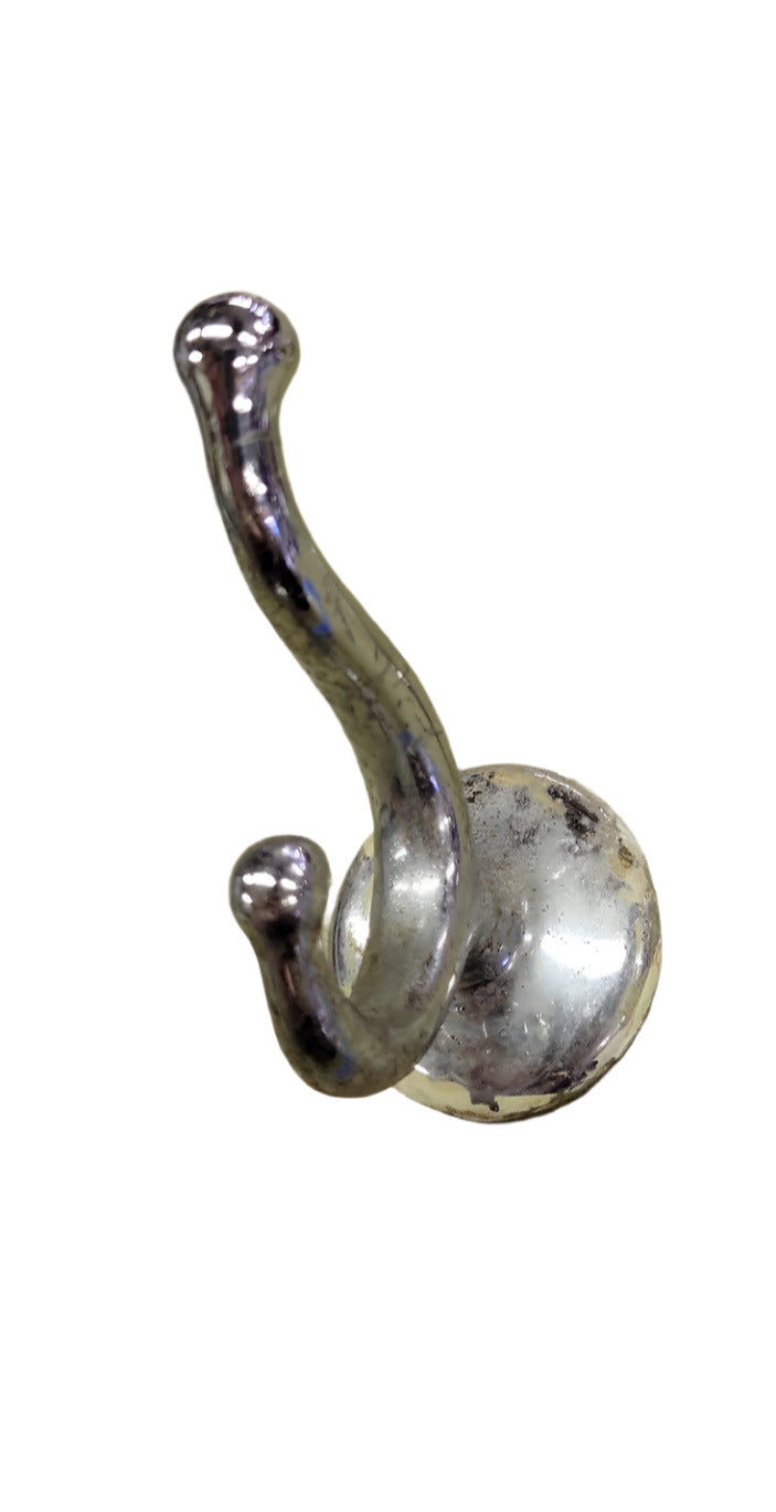 Pair of Vintage Chrome Double Coat Hooks – 3 ⅛" x 2 ⅛" x 4 ½"