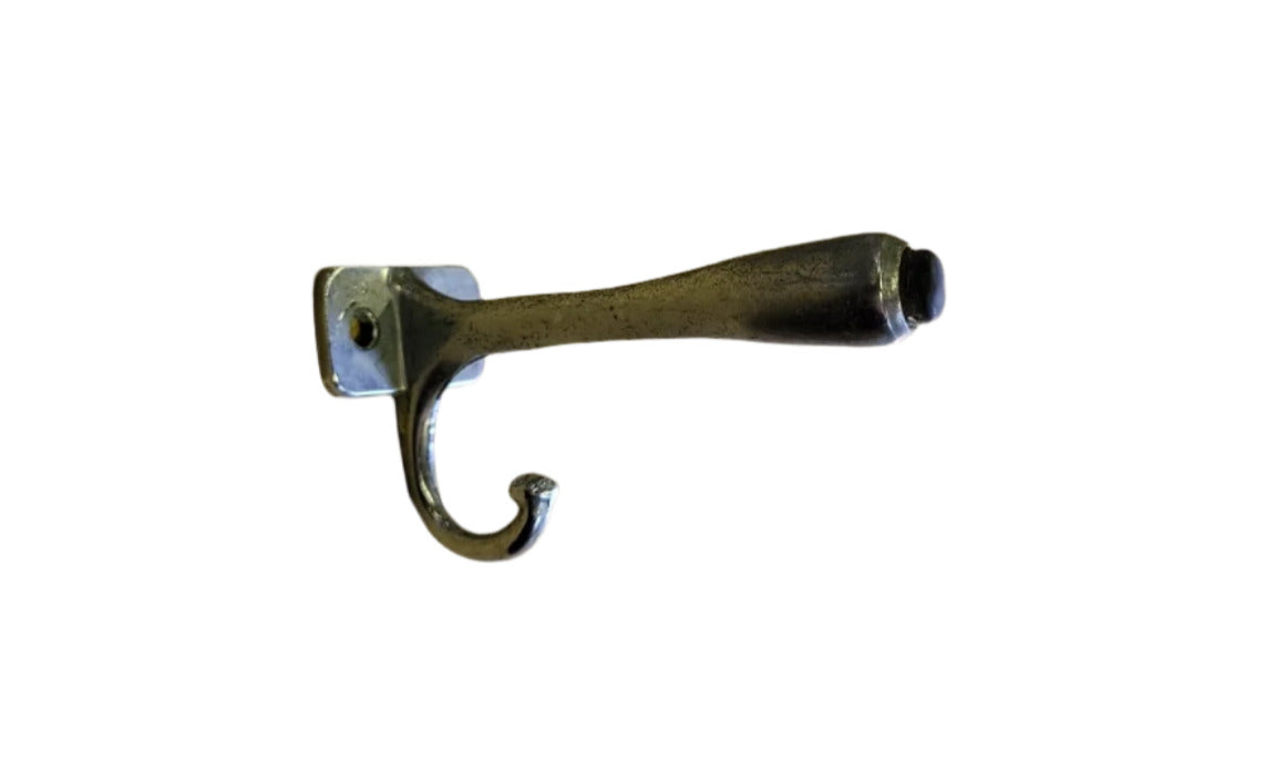 Vintage Cast Metal Coat Hook with Integrated Door Stop – Rubber Bumper Tip