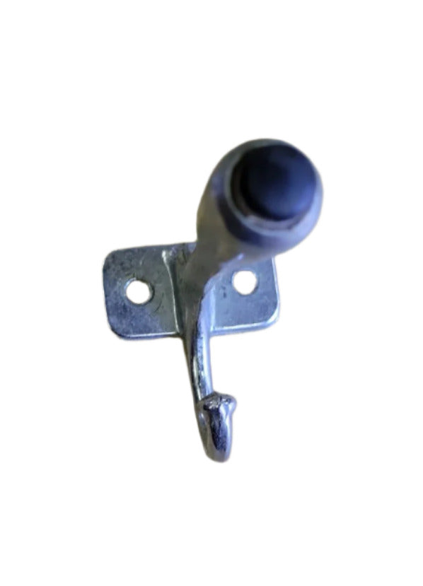 Vintage Cast Metal Coat Hook with Integrated Door Stop – Rubber Bumper Tip