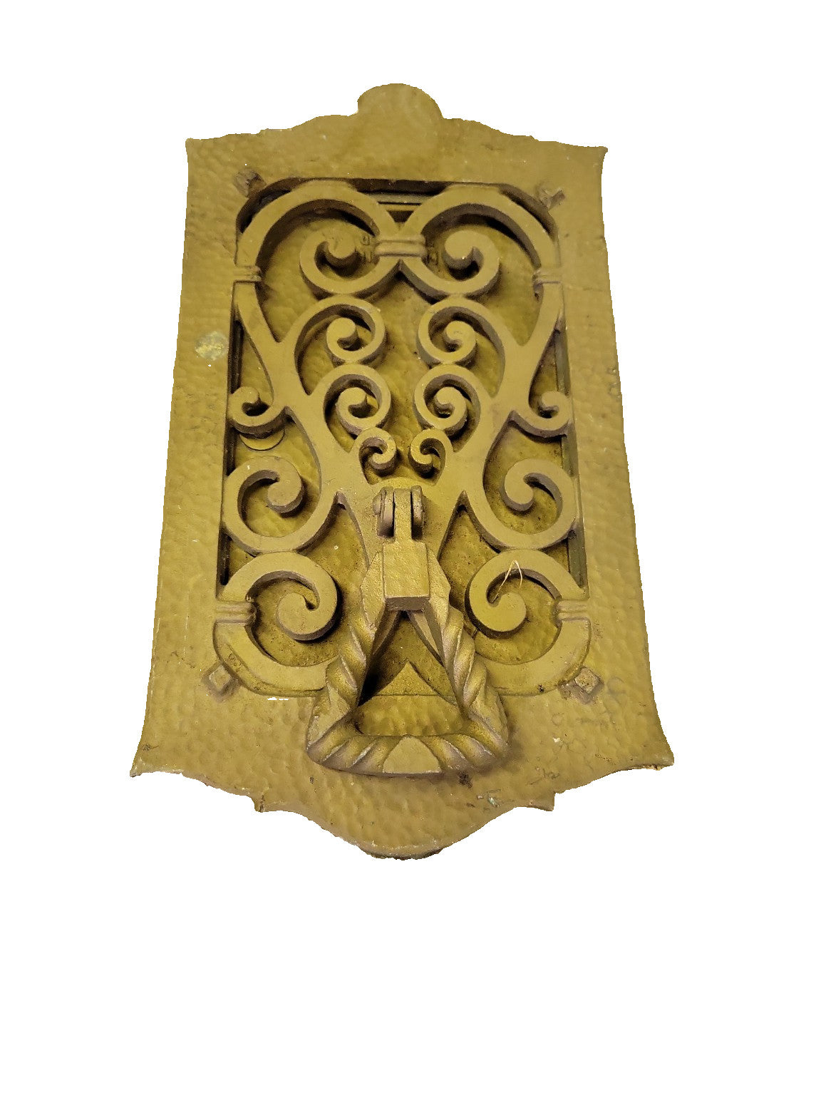 Antique "Peephole Grille" Cast Brass Door Grille with Hinged Viewer and Knocker – By Mical