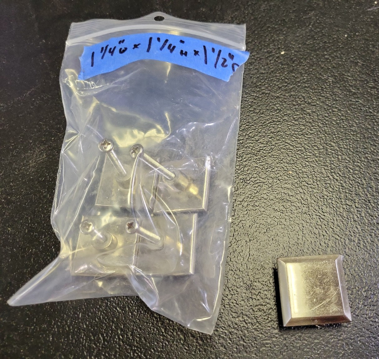 Set of 5 Modern Brushed Nickel Square Cabinet Knobs