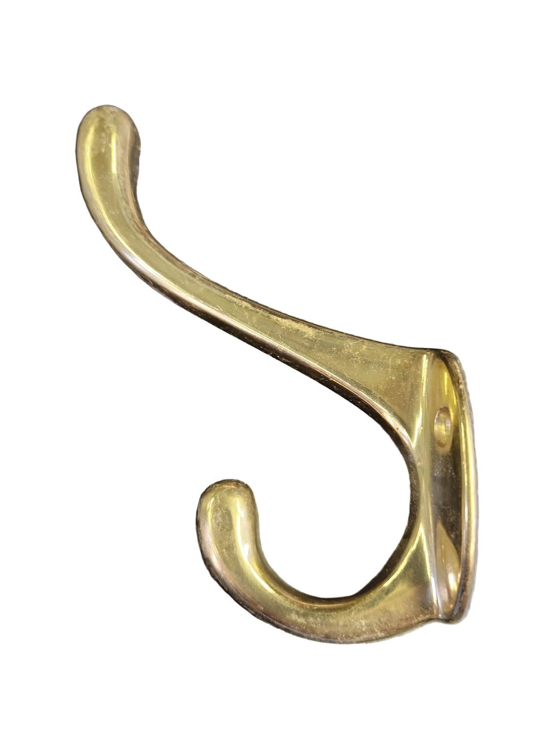 Vintage Solid Brass Coat Hook – 1 1/2" Base × 4" H × 3" D