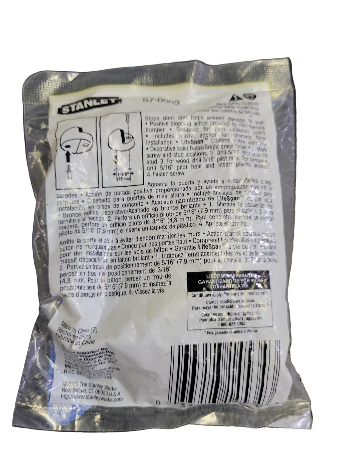 Stanley Commercial Hi-Rise Floor Doorstop – Solid Brass