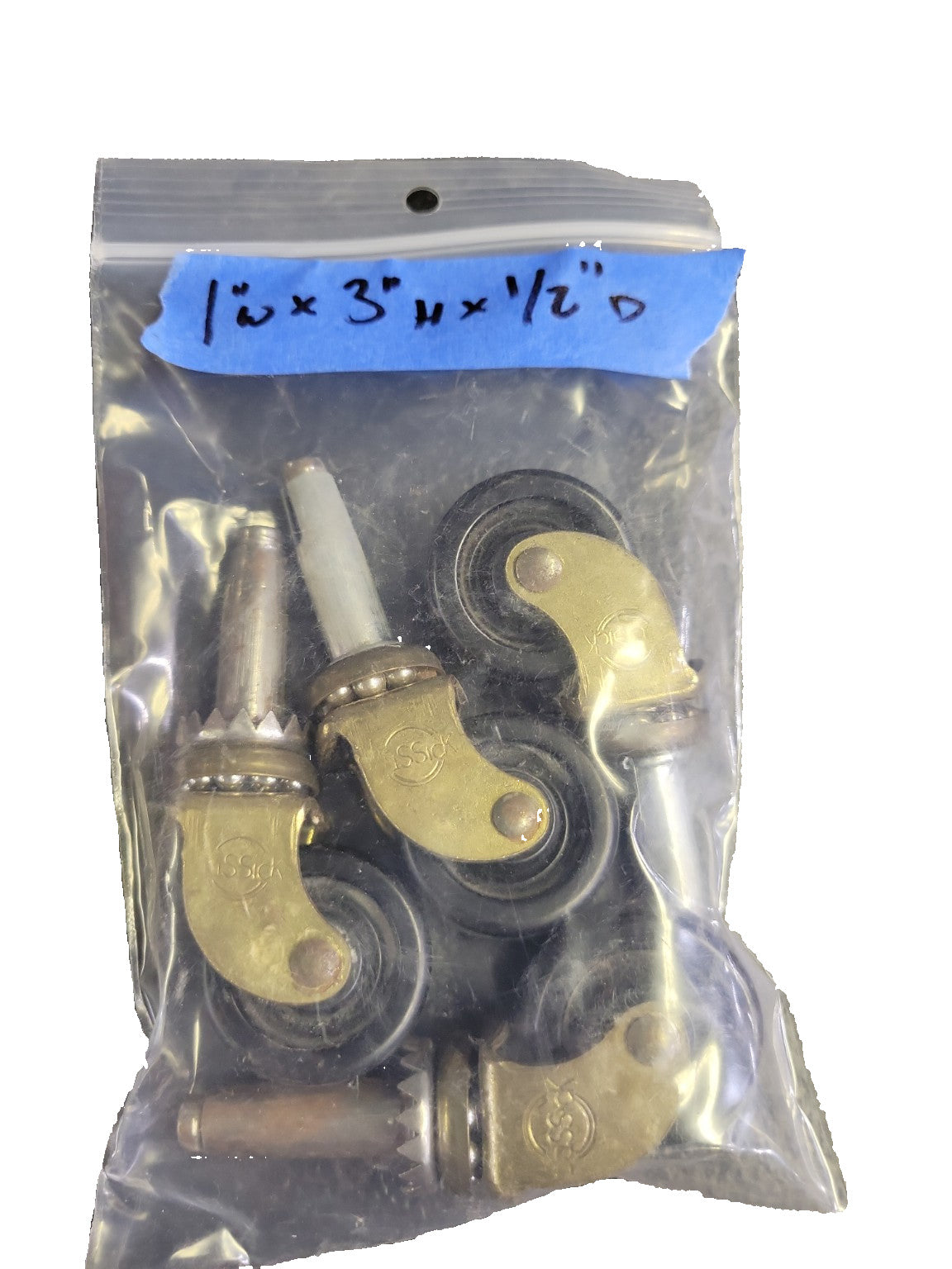 Set of 4 Vintage Brass & Black Furniture Casters – 1" Wheels