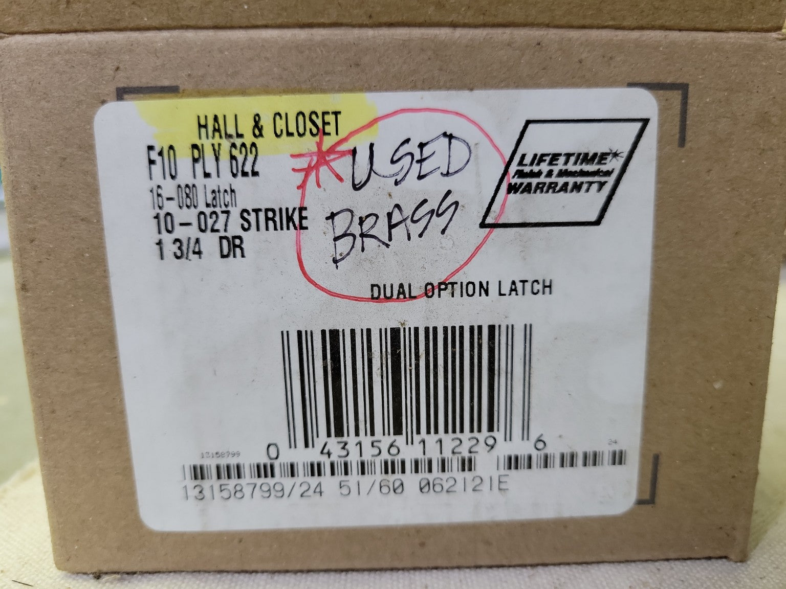 Schlage Plymouth Brass Hall & Closet Door Knob Set