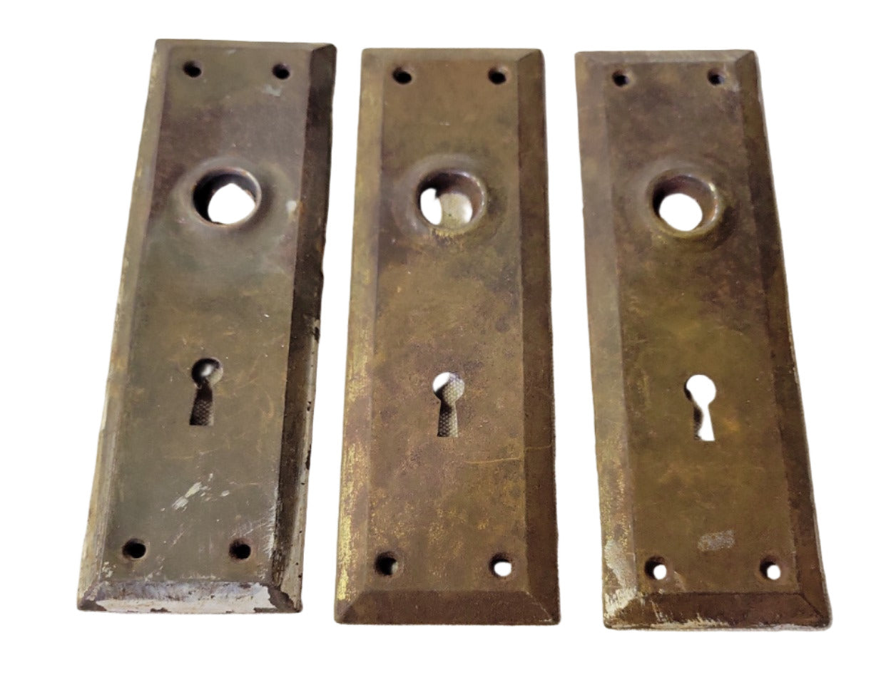 Set of 3 Antique Brass Door Backplates – 2" W x 7" H
