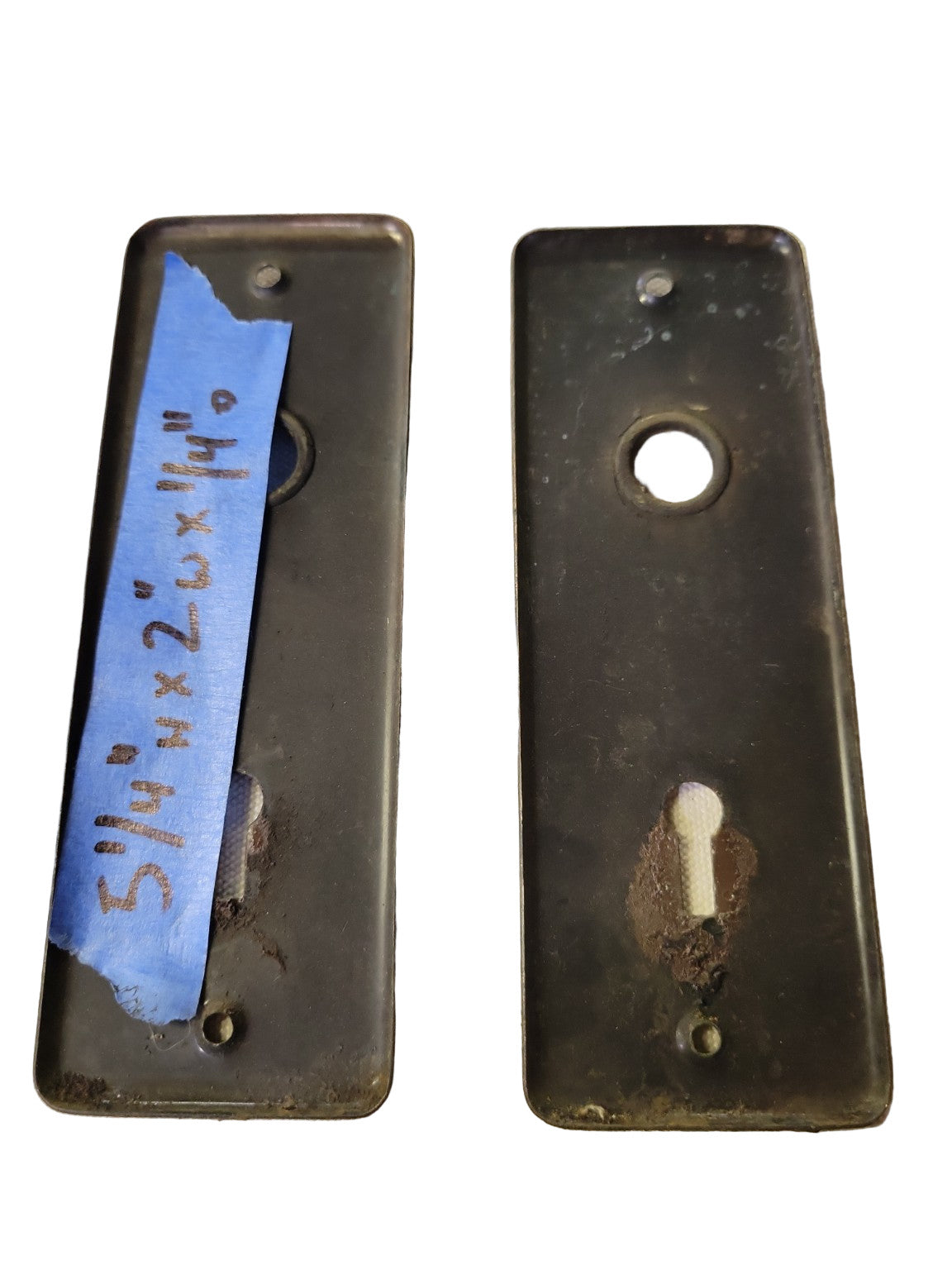 Pair of Vintage Steel Door Backplates – 2" W x 5 1/4" H