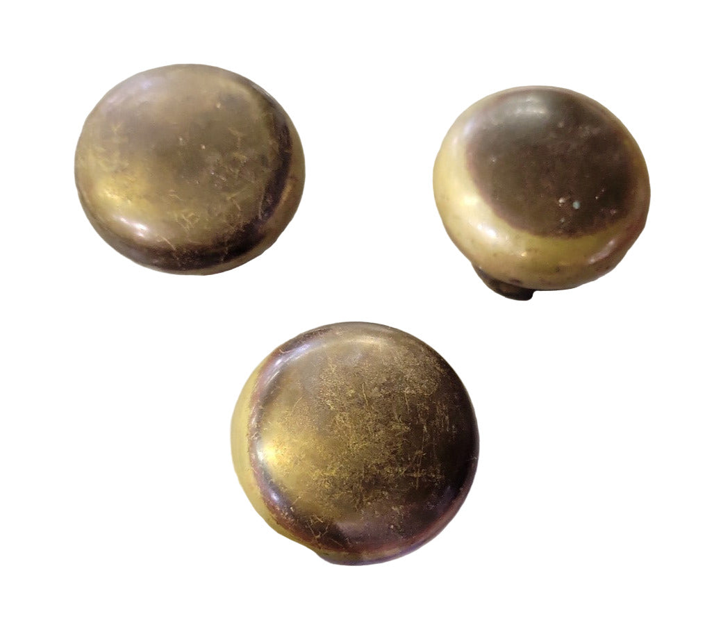Vintage Brass Door Knobs – 2" Diameter x 2" Depth – Set of 3