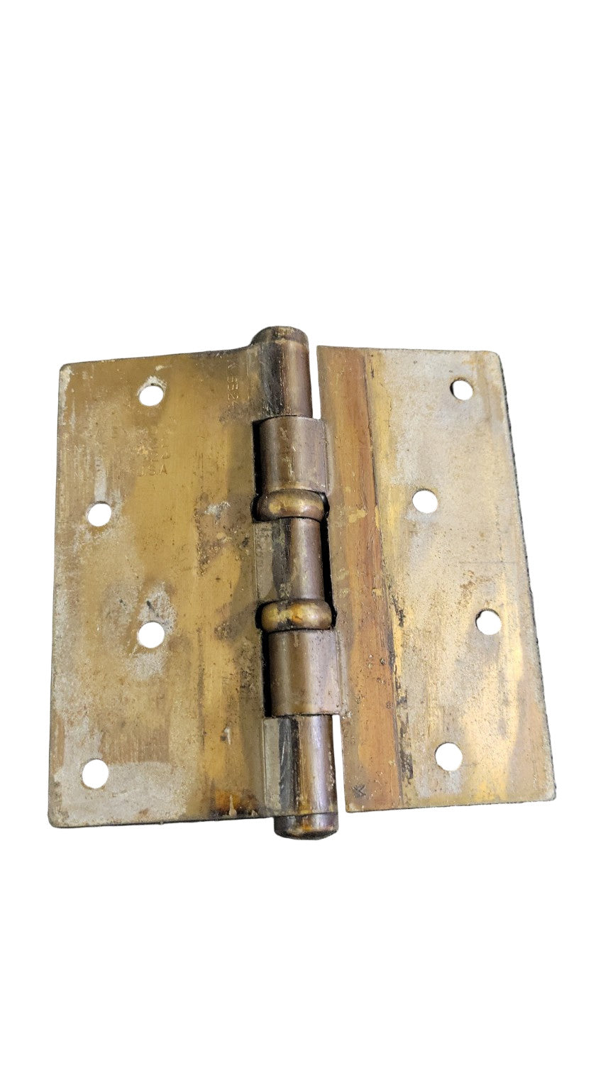 Set of 17 Vintage Brass Door Hinges – 4 ½" H x 2" W (Closed)