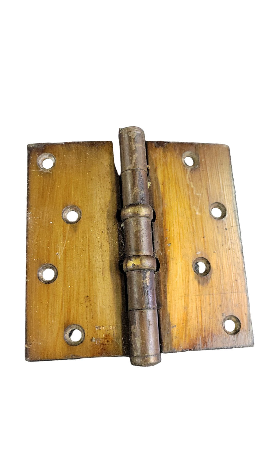 Set of 17 Vintage Brass Door Hinges – 4 ½" H x 2" W (Closed)