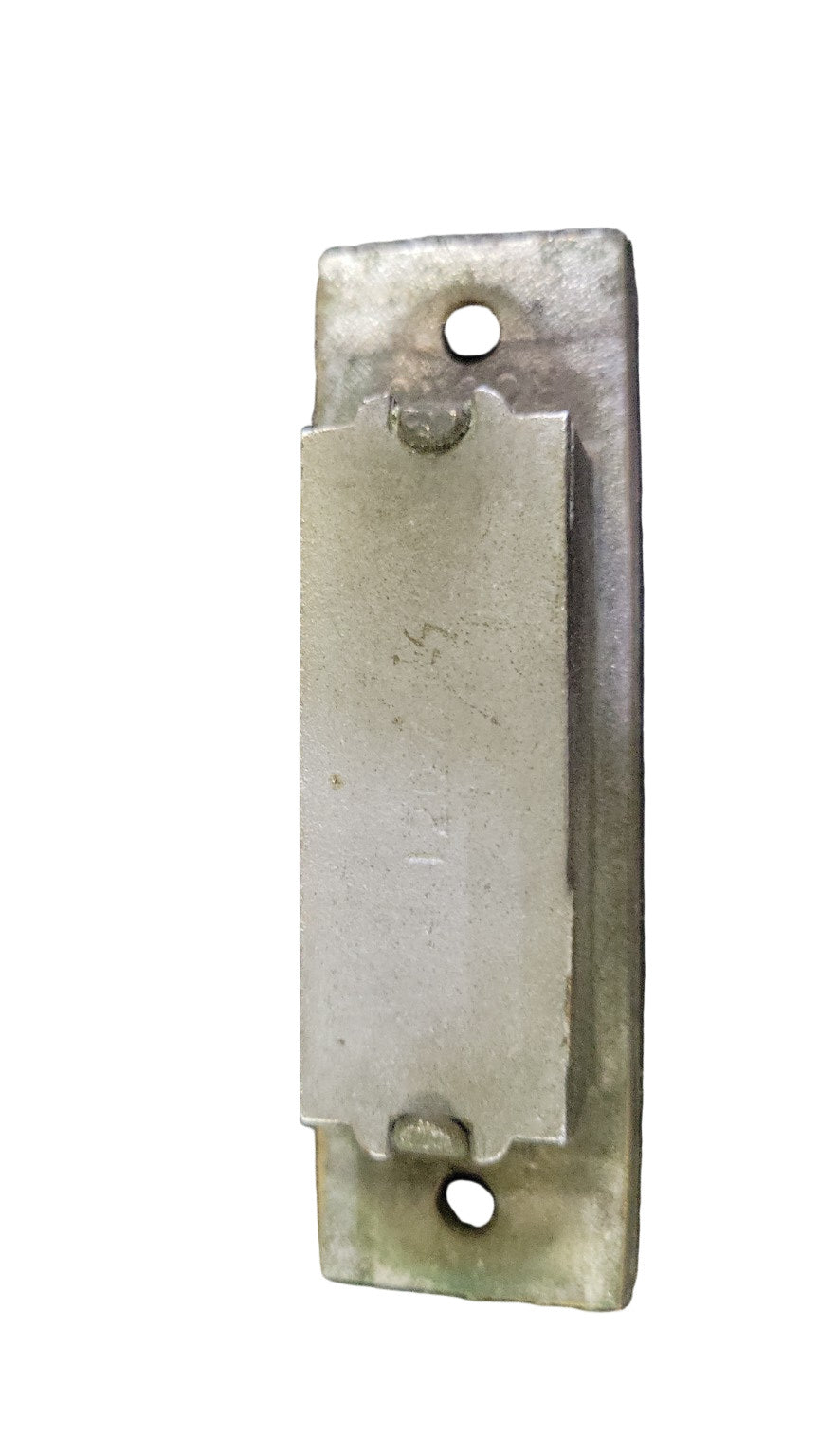 Antique Brass Strike Plate – Marked 1207 ROUND – 3 ⅞" L x 1 ¼" W