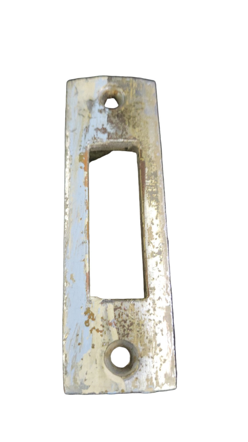 Antique Brass Strike Plate – Marked 1207 ROUND – 3 ⅞" L x 1 ¼" W