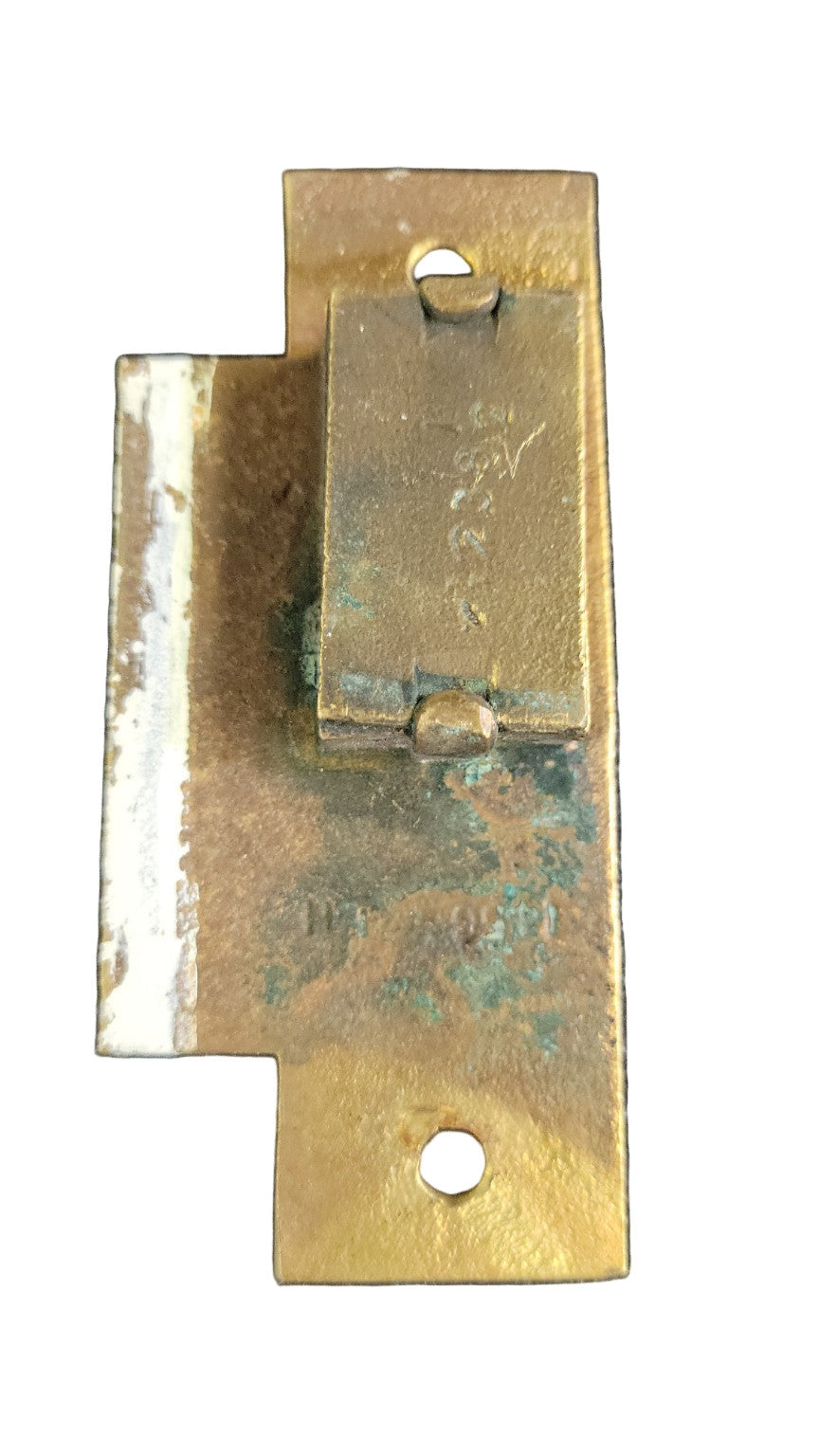 Antique Brass Strike Plate – Marked 1456 LH – 3 ½" L x 1 ⅛" W – Left Hand