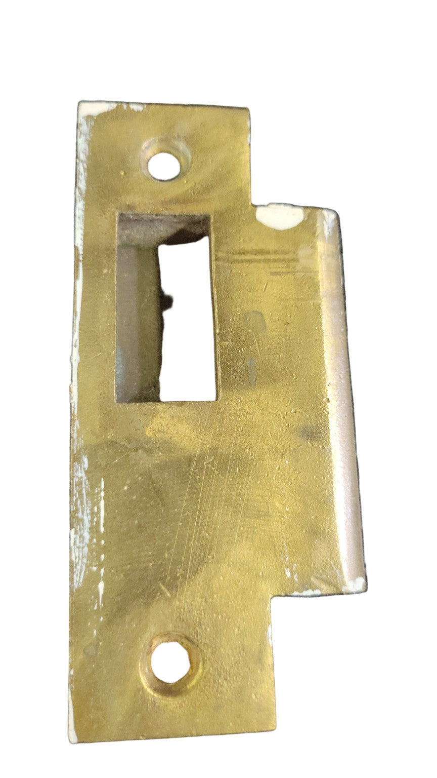 Antique Brass Strike Plate – Marked 1456 LH – 3 ½" L x 1 ⅛" W – Left Hand