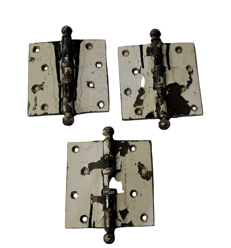 Set of 3 Antique Brass Ball Tip Hinges – 4 ½″ × 2 ½″