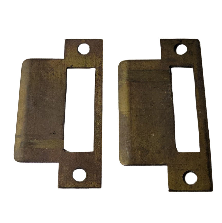 Set of 2 Vintage Brass Mortise Strike Plates – 4⅞″ H × 1¼″ W  2⅝″ W