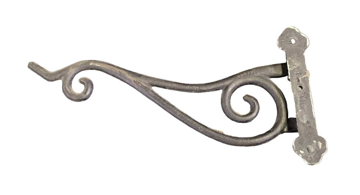 Hinged Wrought Iron Scroll Plant Hook Bracket – 4¾″ H × 9⅛″ L